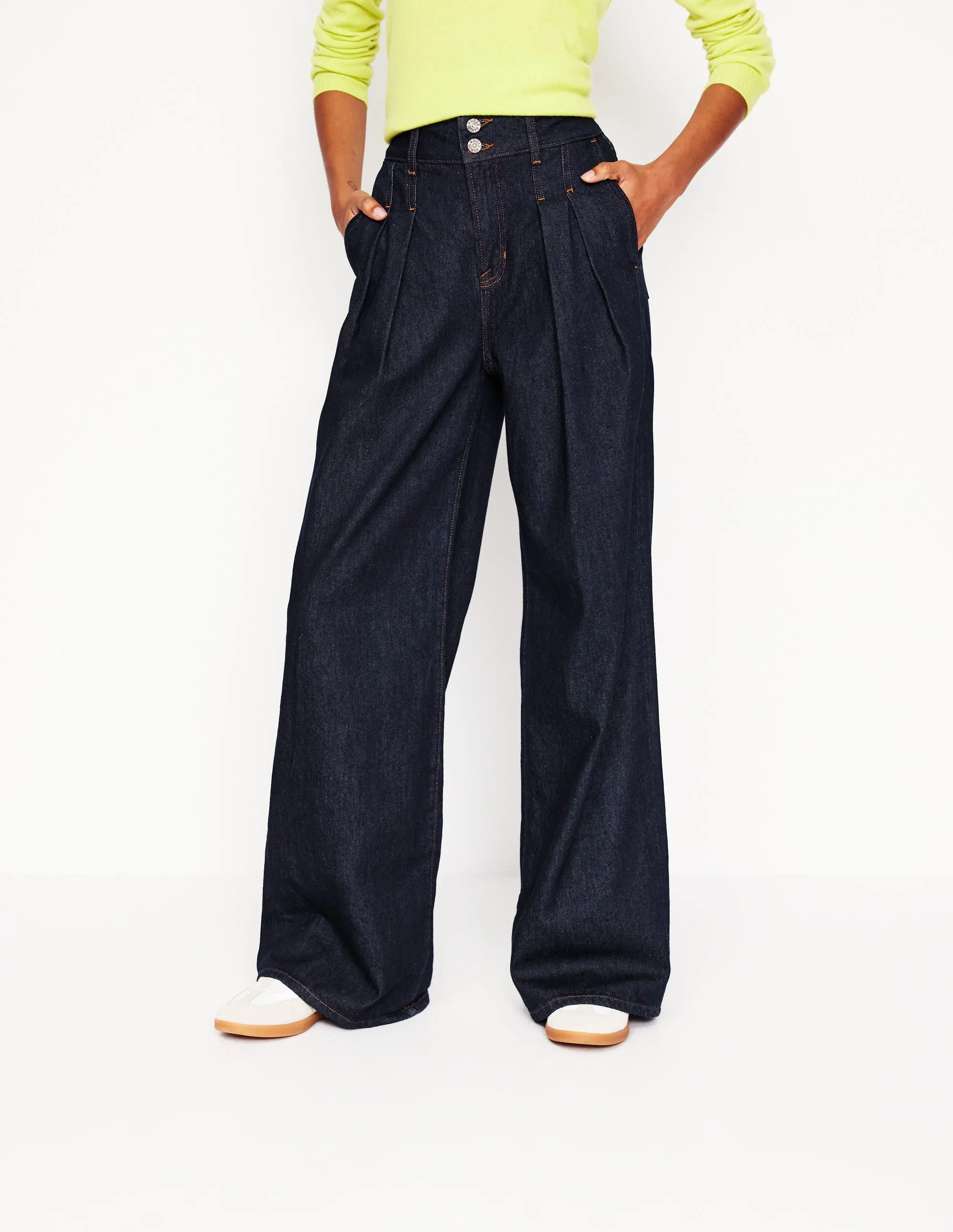 Mid Rise Fluid Denim Trousers-Indigo Rinse classic silhouette