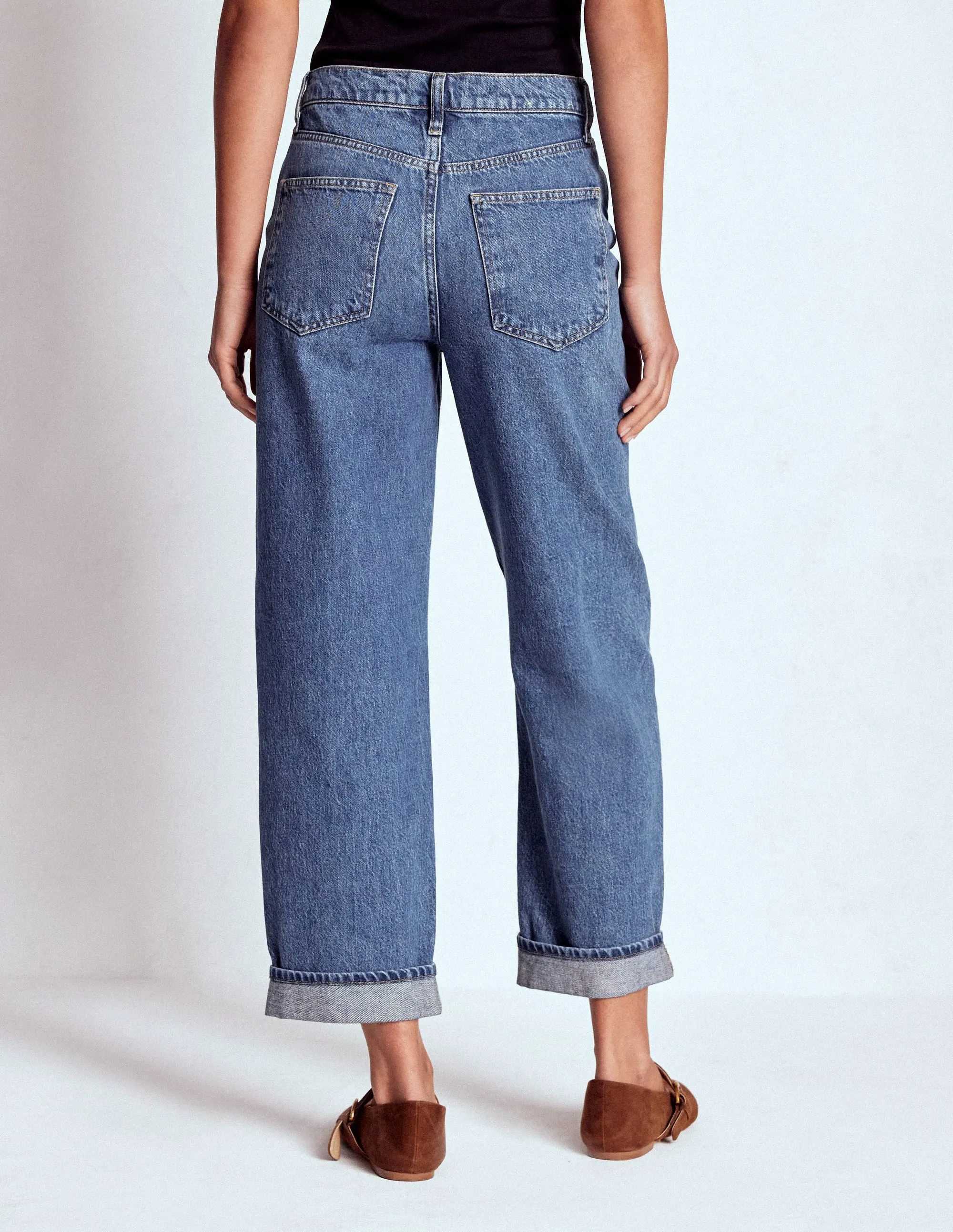 Mid Rise Relaxed Jeans-Mid Vintage fashion style