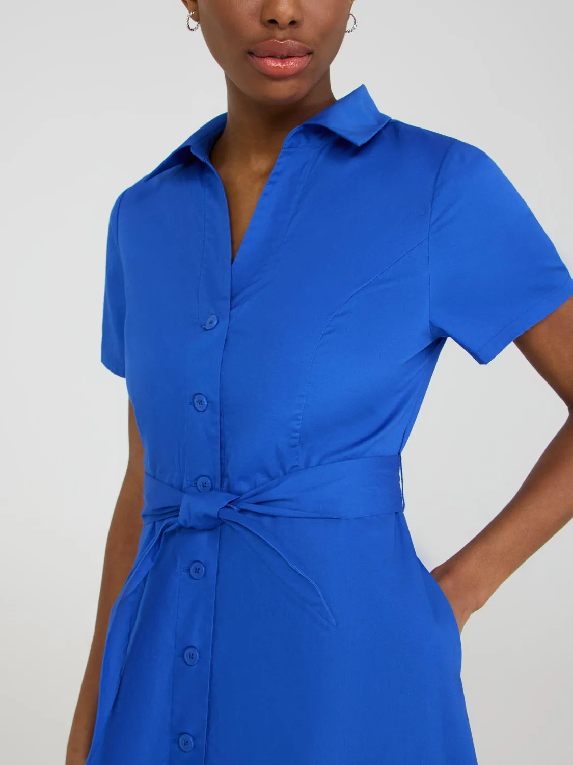 Midi Cotton Shirt Dress With Side Pockets active lifestyle