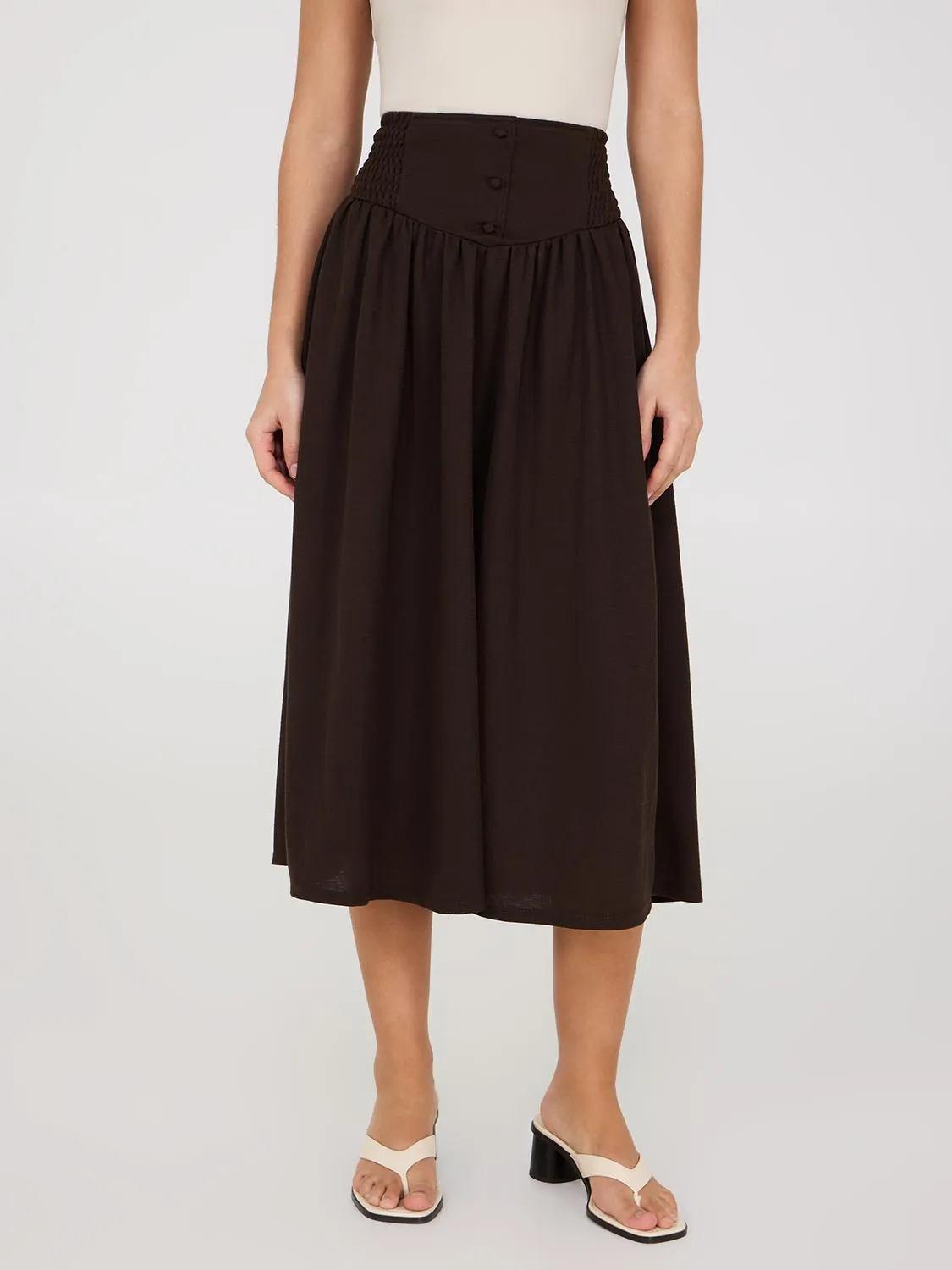Midi Skirt With Smocked Waistband sweet charm