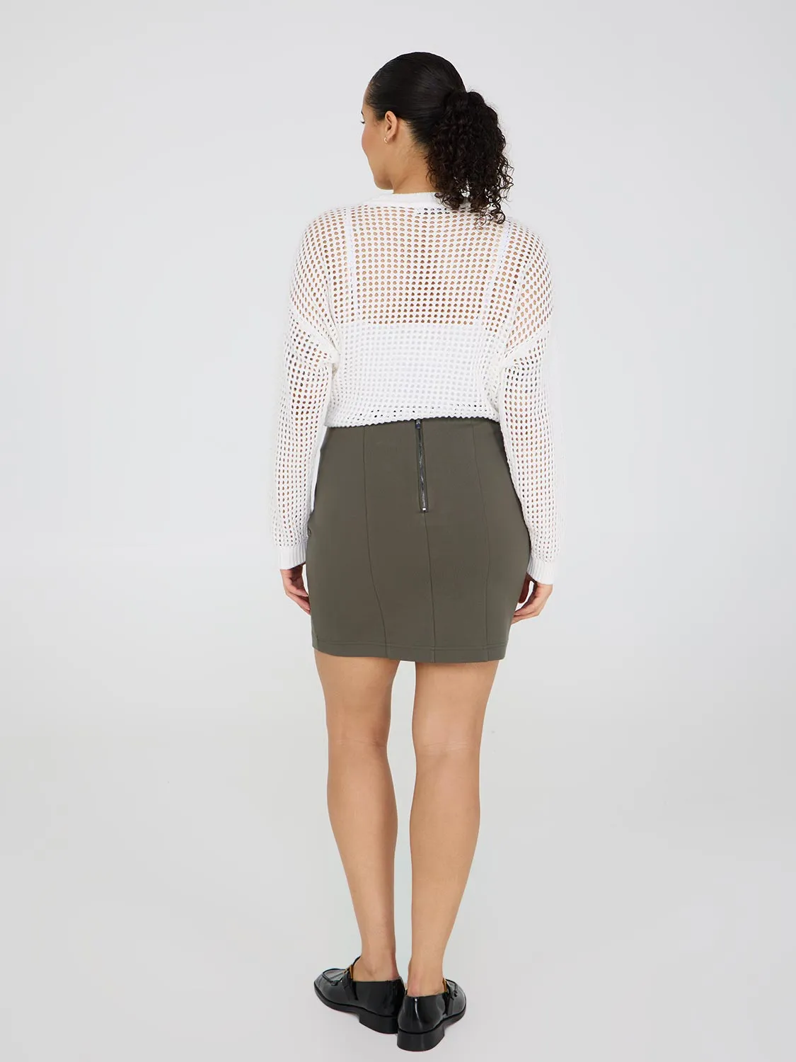 Mini Skirt With Seam Details pure cotton