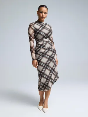 Mock Neck Plaid Midi Dress renaissance art