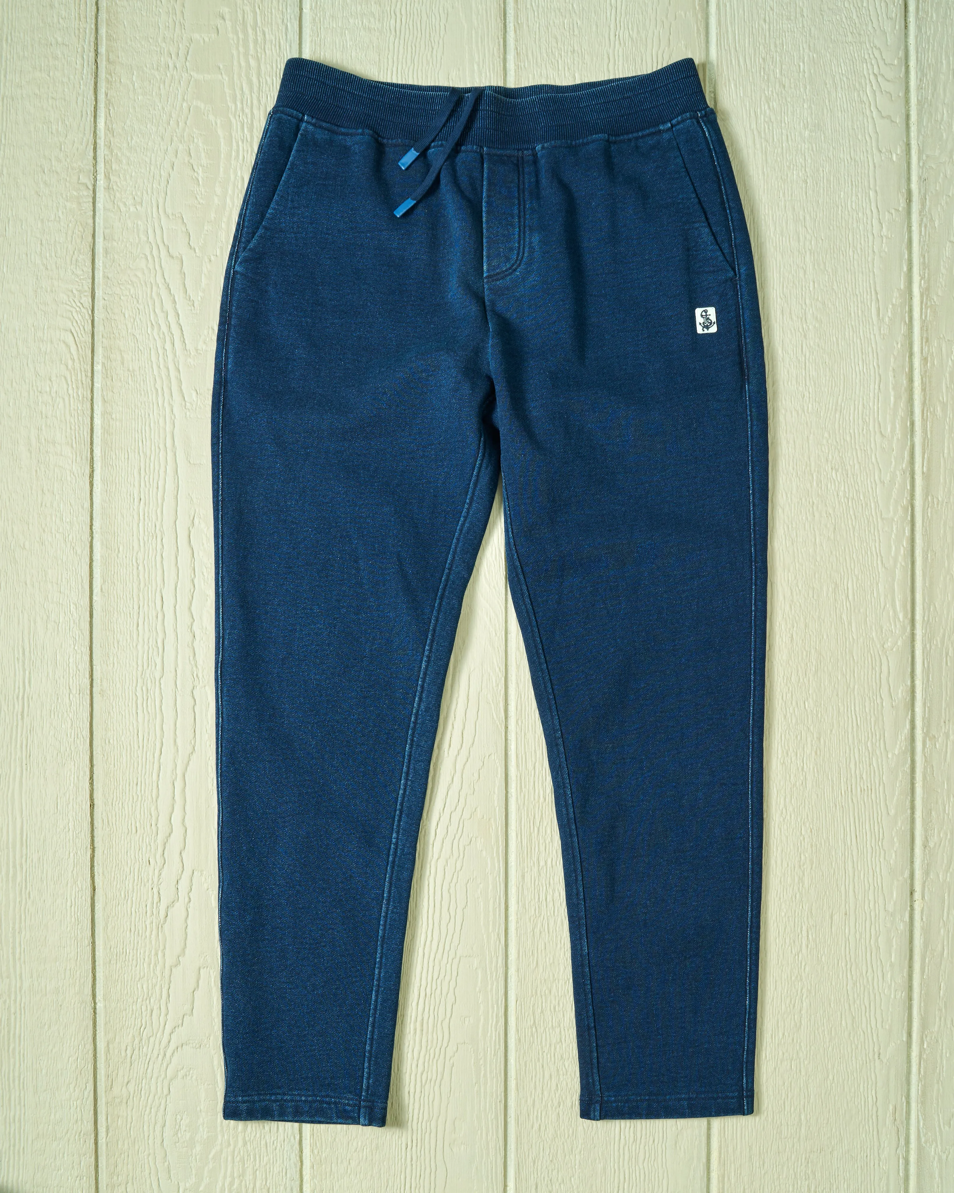 Monterey Pant in Dark Wash Indigo Loopback Terry subtle branding