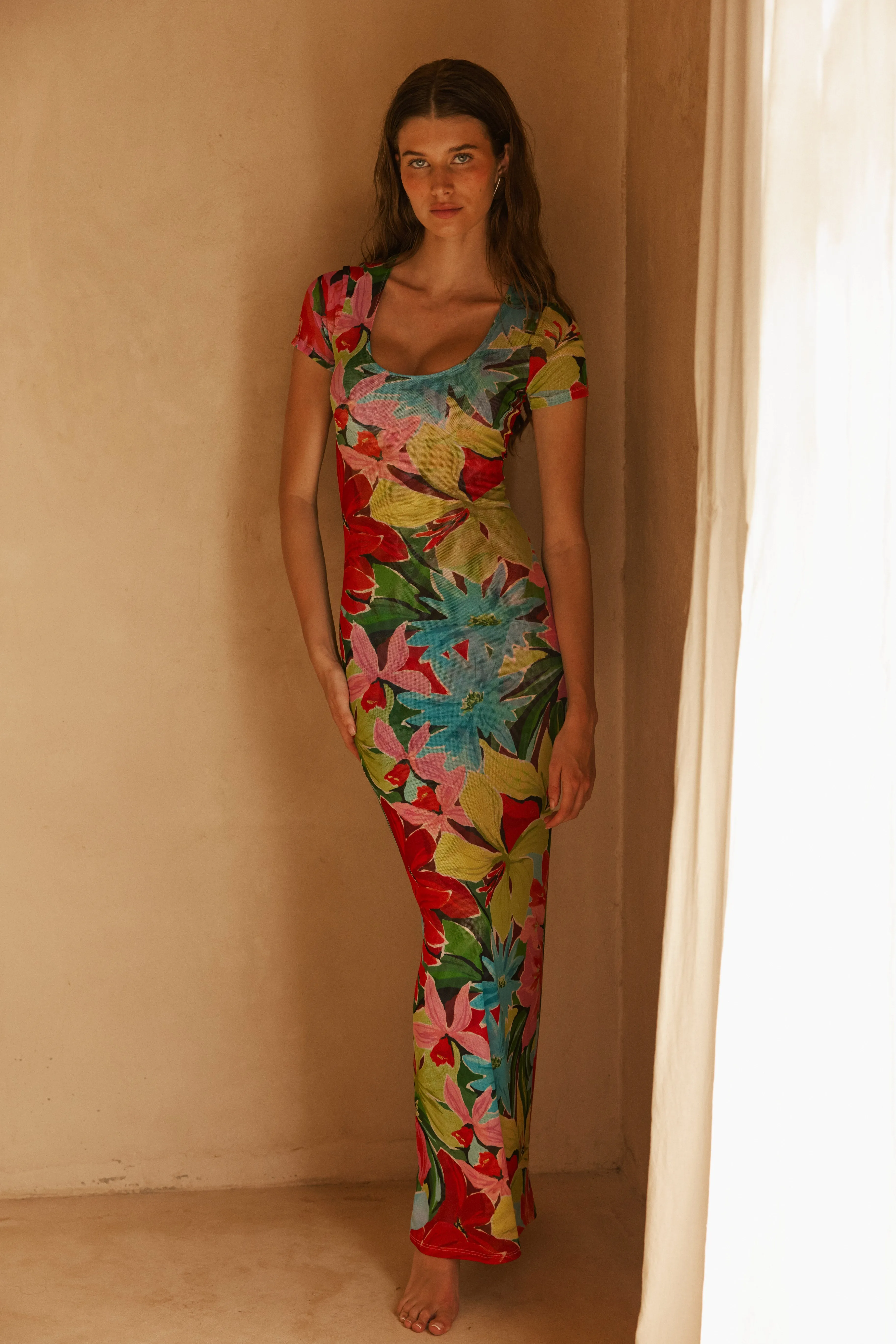 Nari Dress in Tropicana bohemian flair