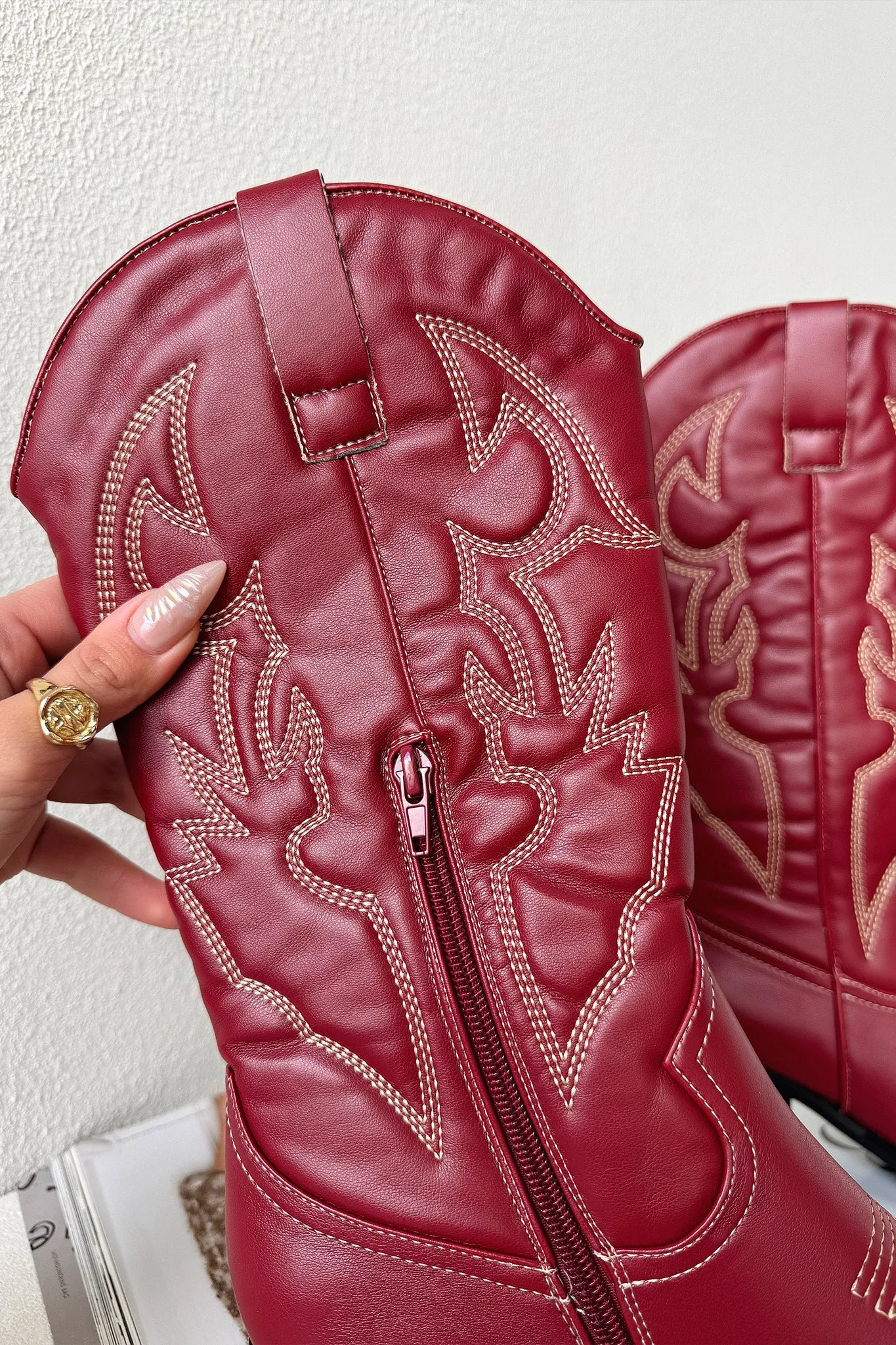 Nashville Boots - Burgundy reflective strip