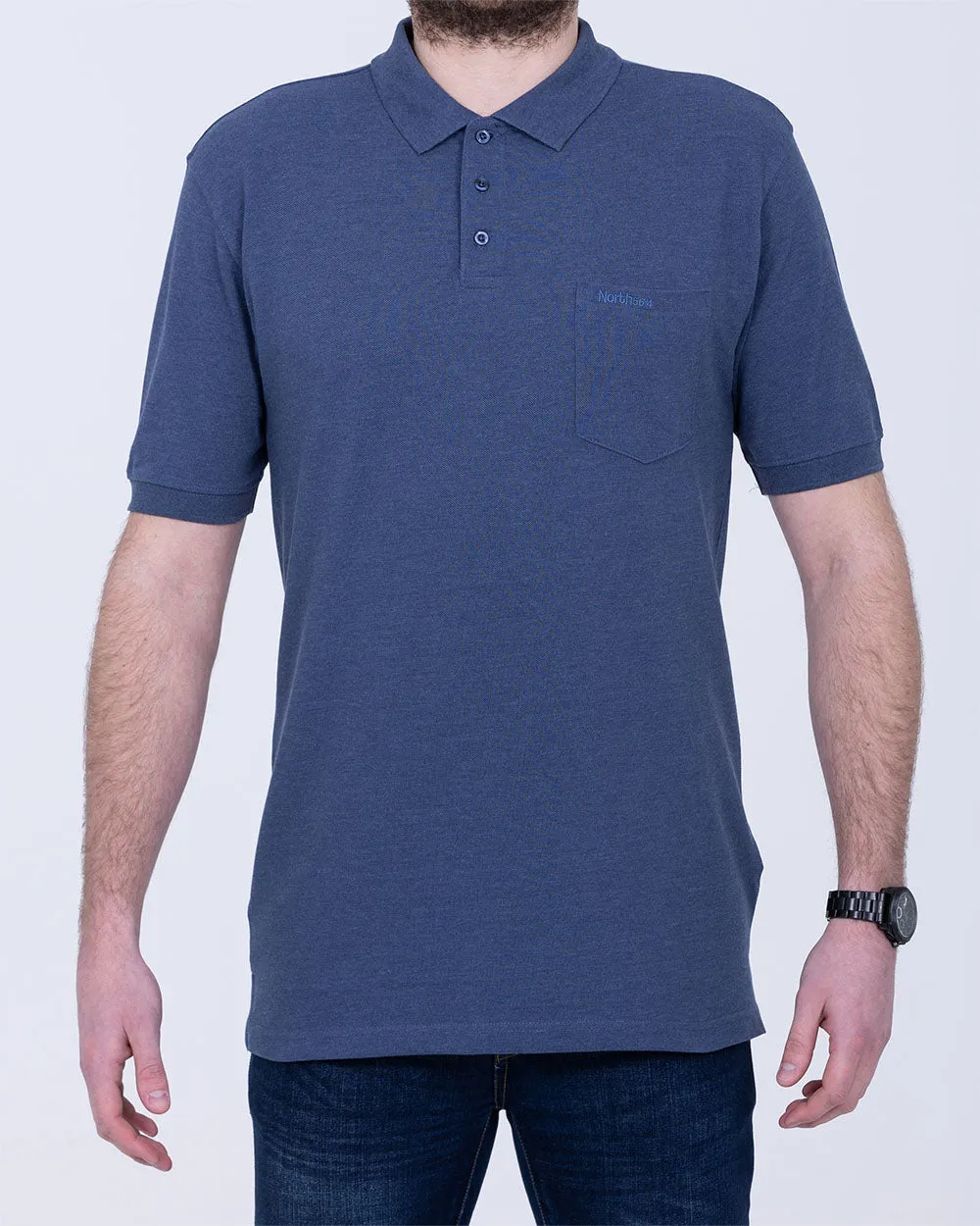 North 56 Regular Fit Tall Polo Shirt (blue melange) relaxed mood
