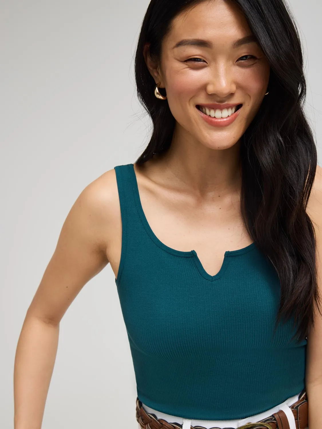 Notch Neck Ribbed Tank Top easy vibe