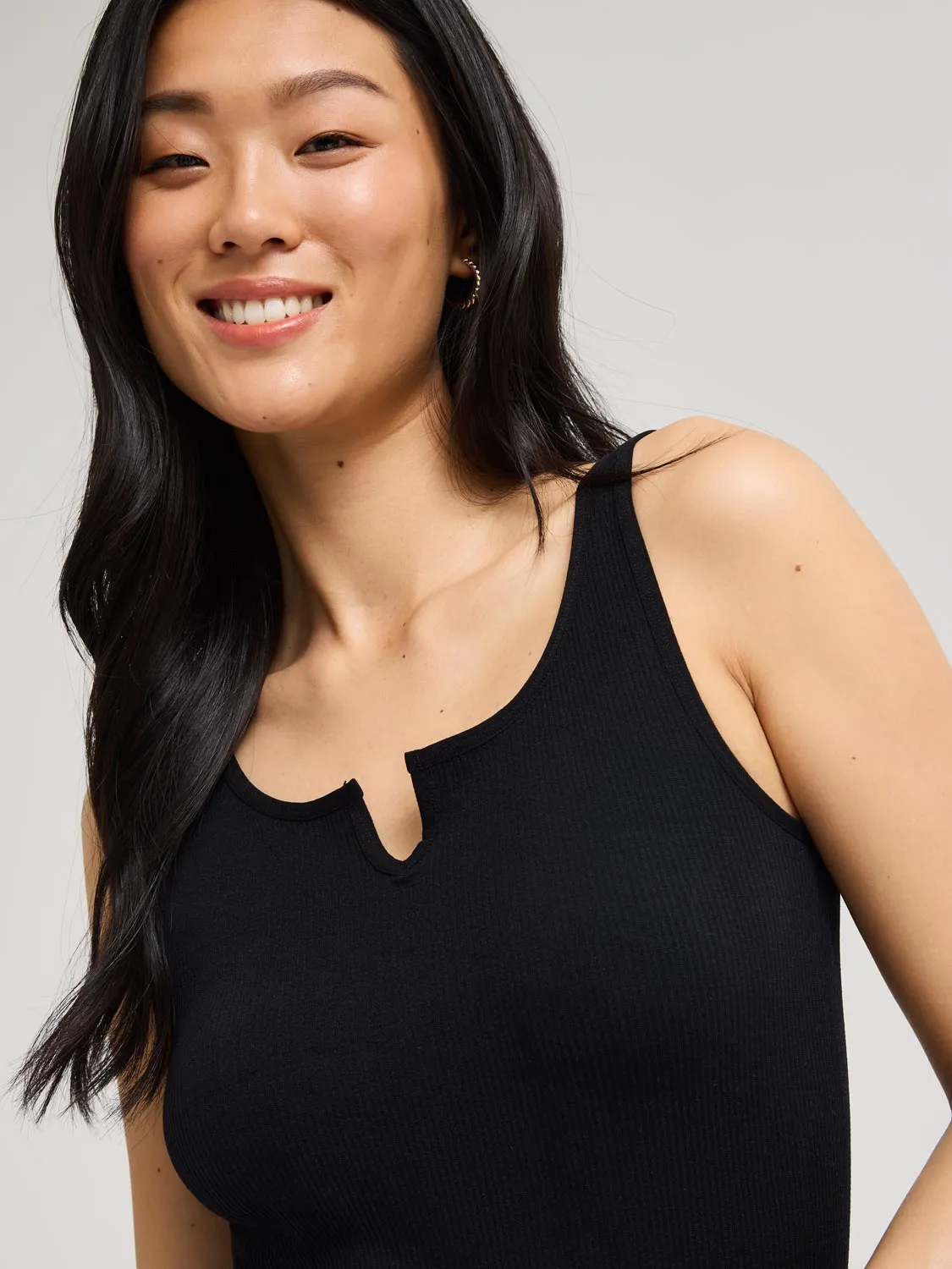 Notch Neck Ribbed Tank Top match ready