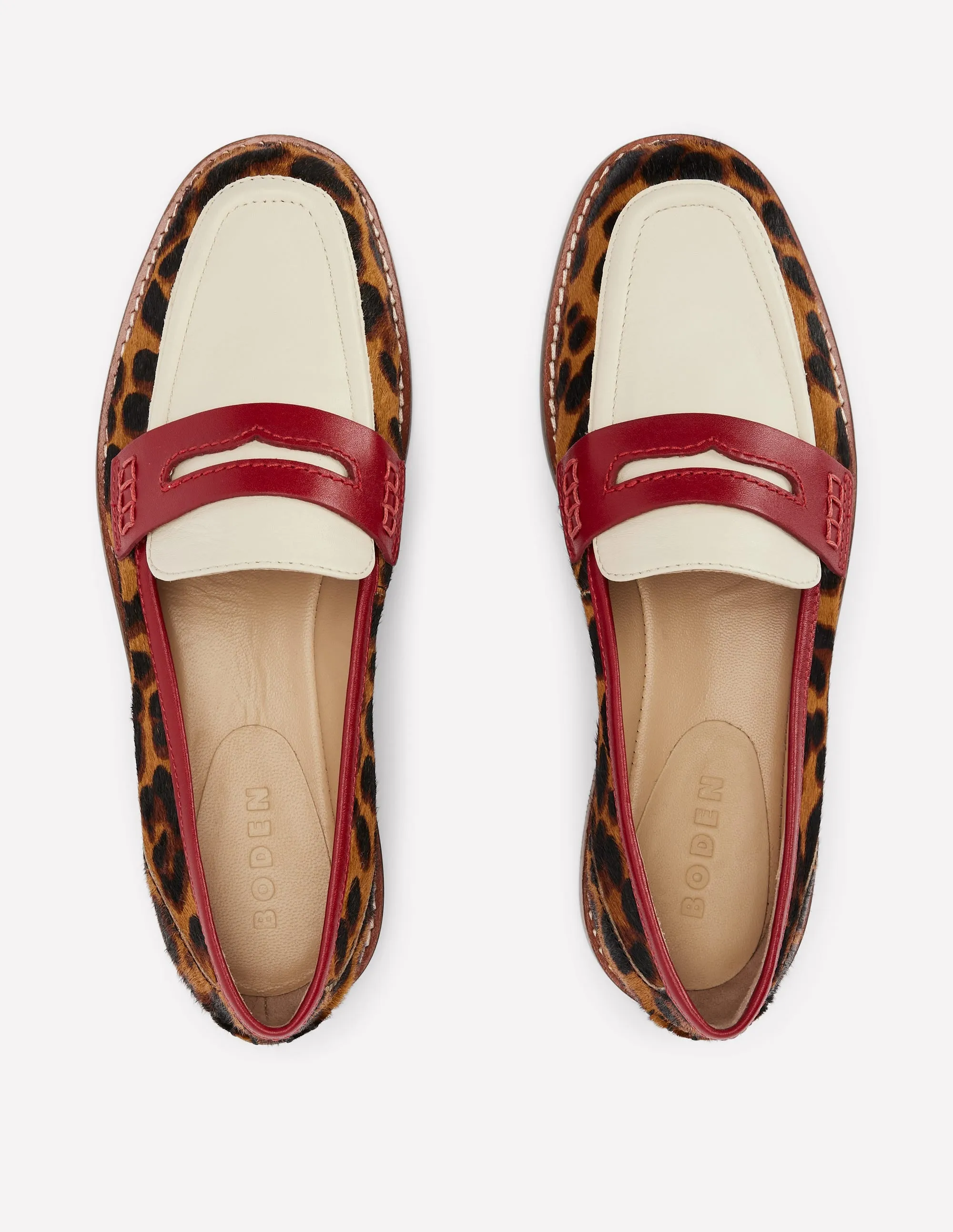Nya Penny Loafers-Leopard Colourblock Stable durable