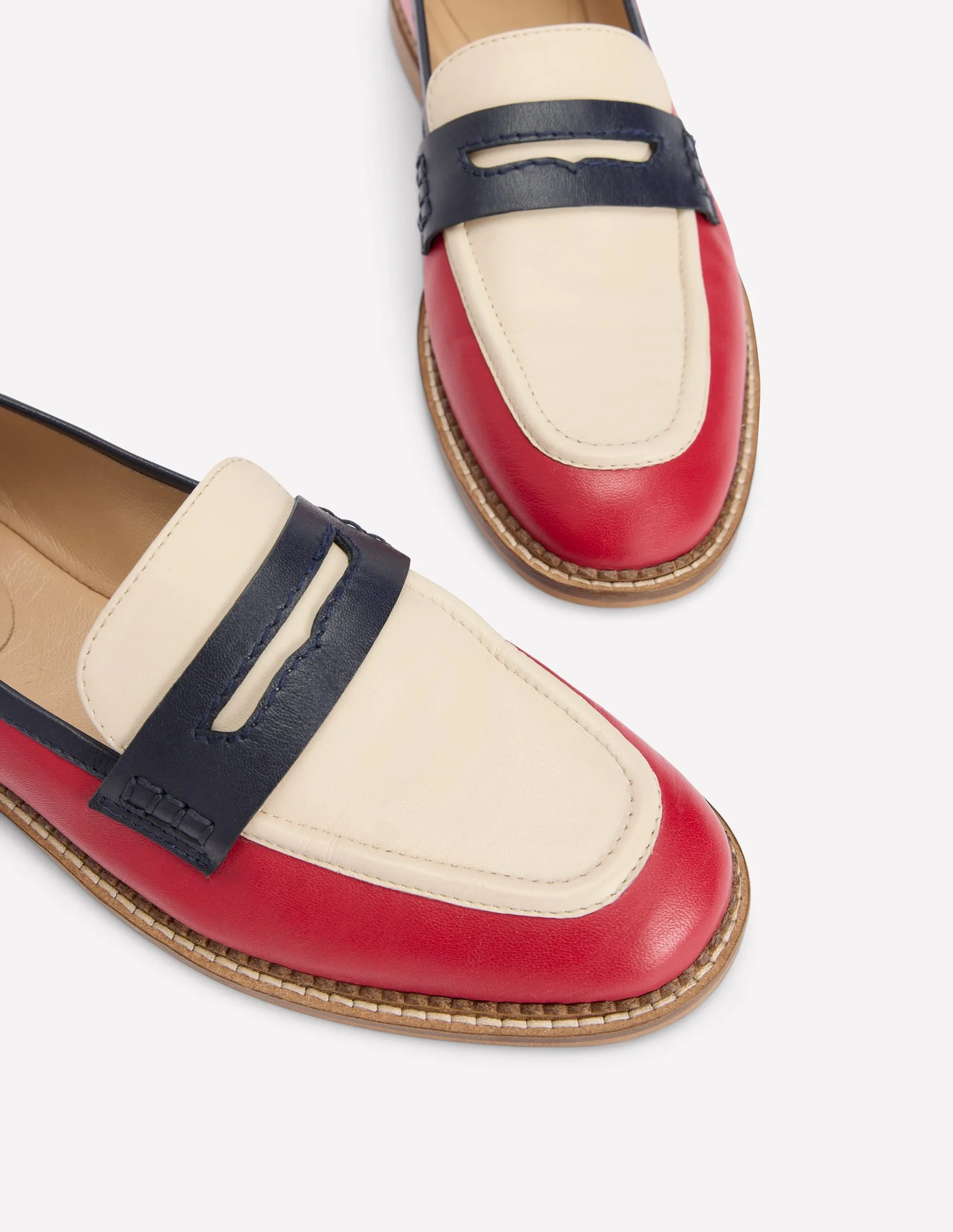 Nya Penny Loafers-Pillarbox Red/Navy high elastic