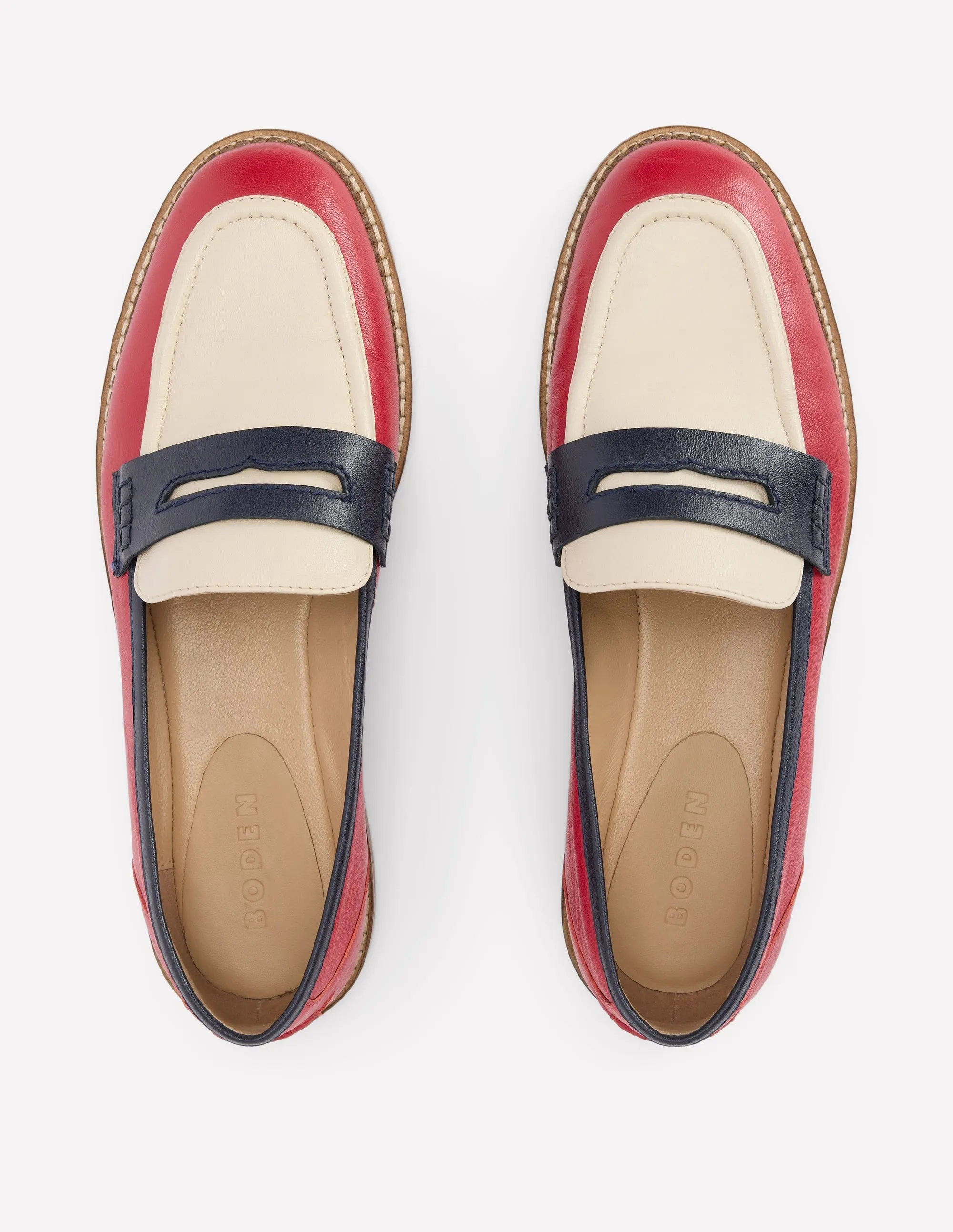 Nya Penny Loafers-Pillarbox Red/Navy Summer cool