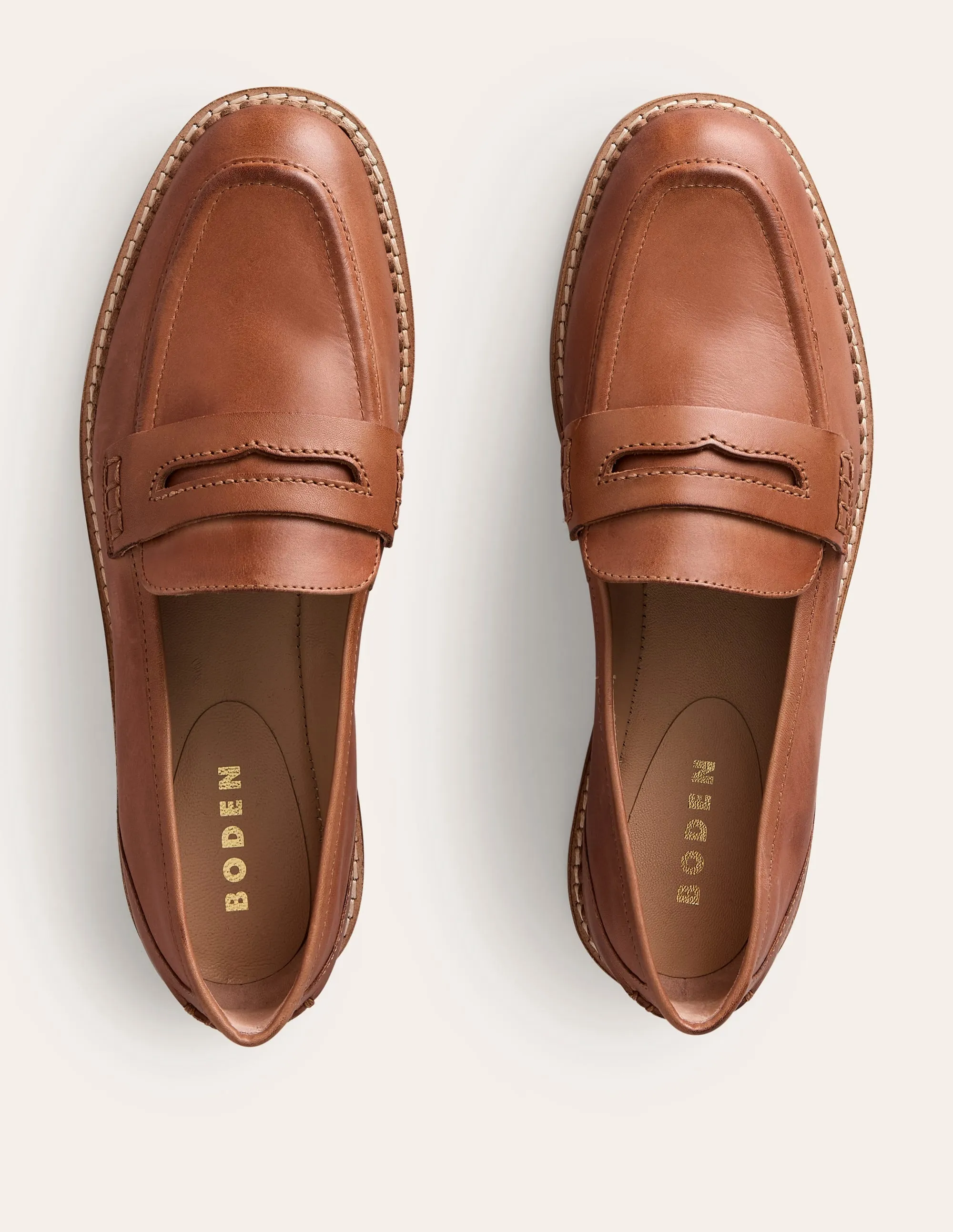 Nya Penny Loafers-Tan Burnished Leather Practical shoe
