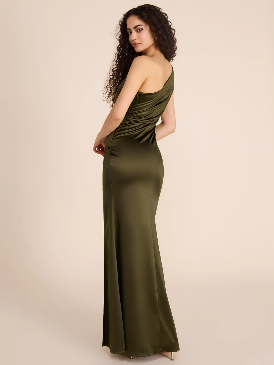 One-Shoulder Satin Gown niche design