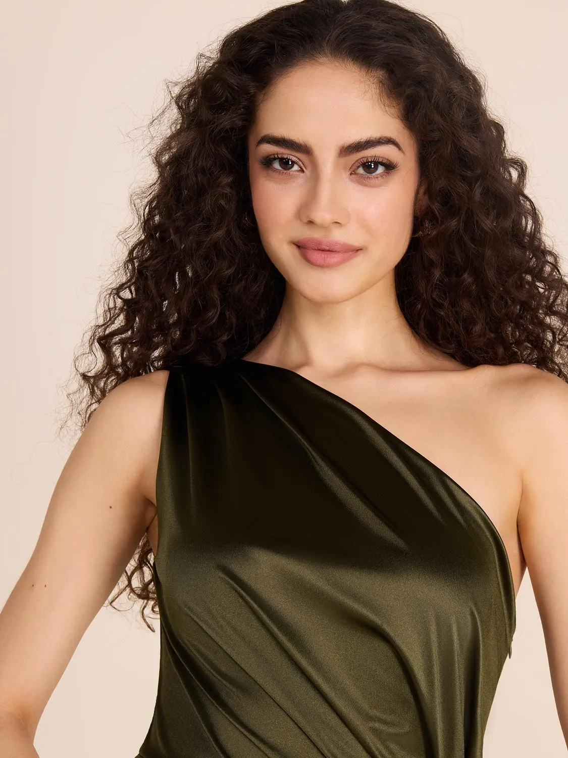 One-Shoulder Satin Gown trendy must