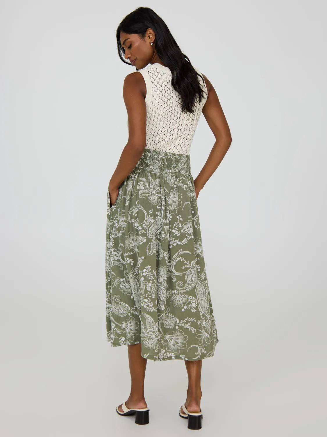 Paisley Crinkle Gauze Midi Skirt With Pockets fashionista pick
