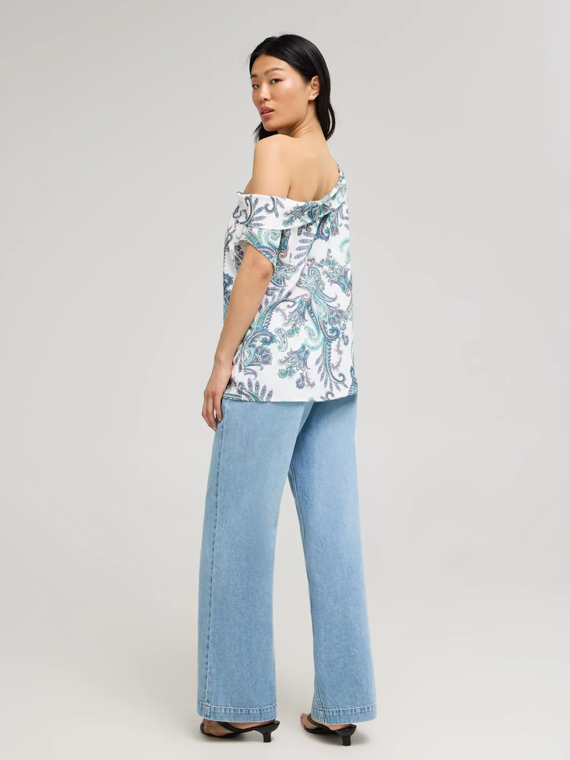 Paisley Off-Shoulder Satin Top Simply Bold