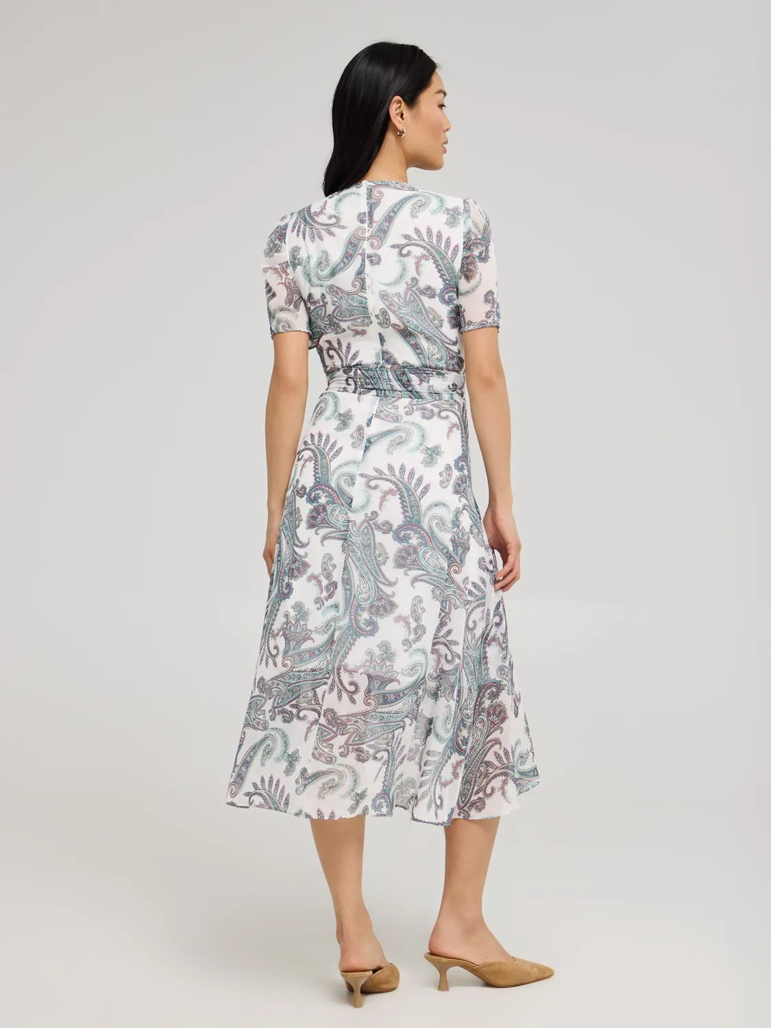Paisley Print Cross-Front High-Low Midi Dress comfort experience