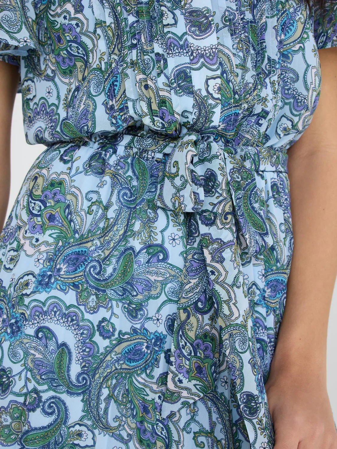Paisley Print Pleated Chiffon Dress summer must