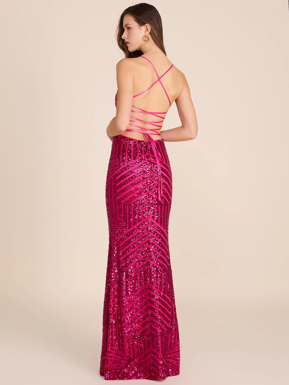 Patterned Sequin Gown minimal look