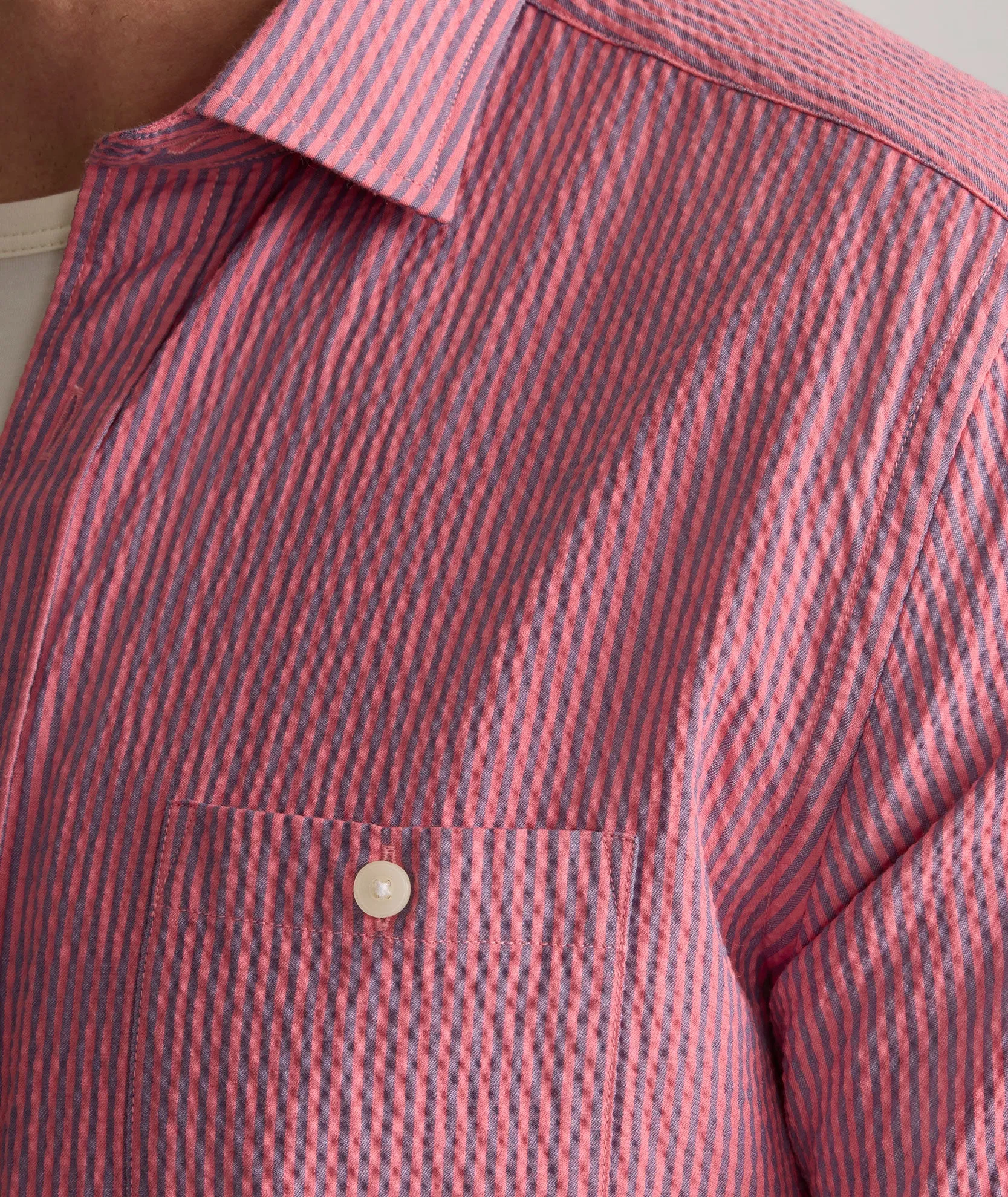 Performance Short-Sleeve Seersucker Shirt Summer Fresh