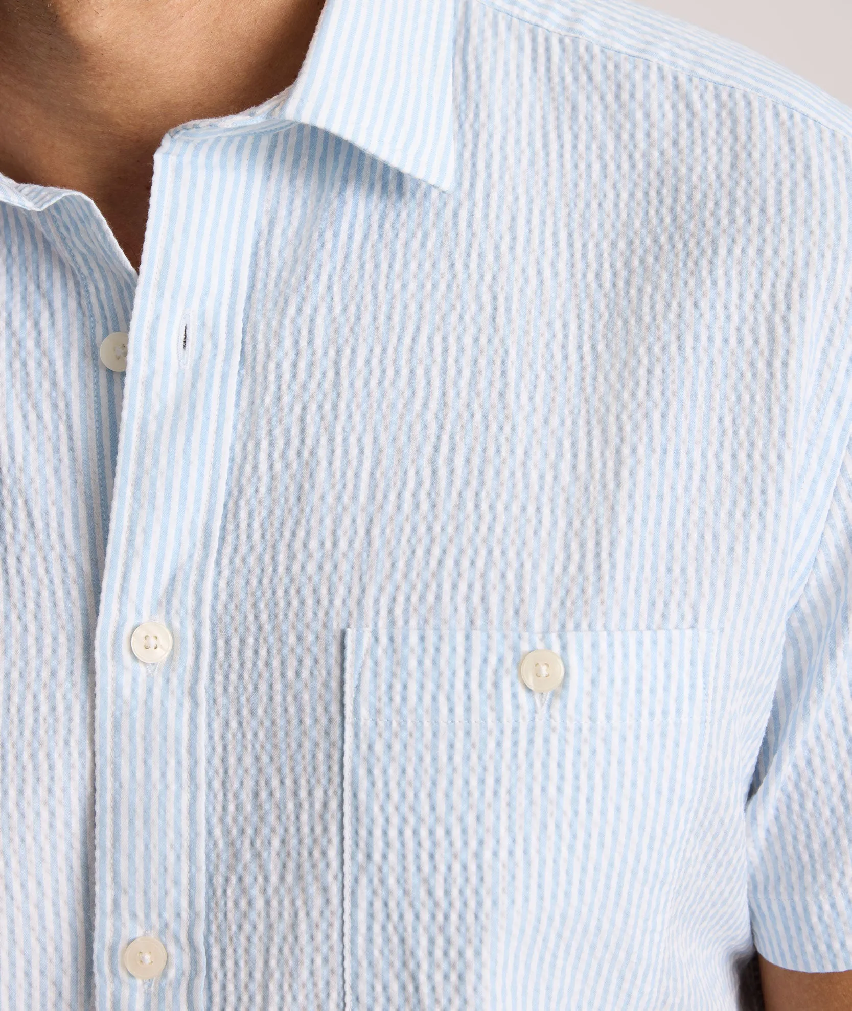 Performance Short-Sleeve Seersucker Shirt Smooth Touch