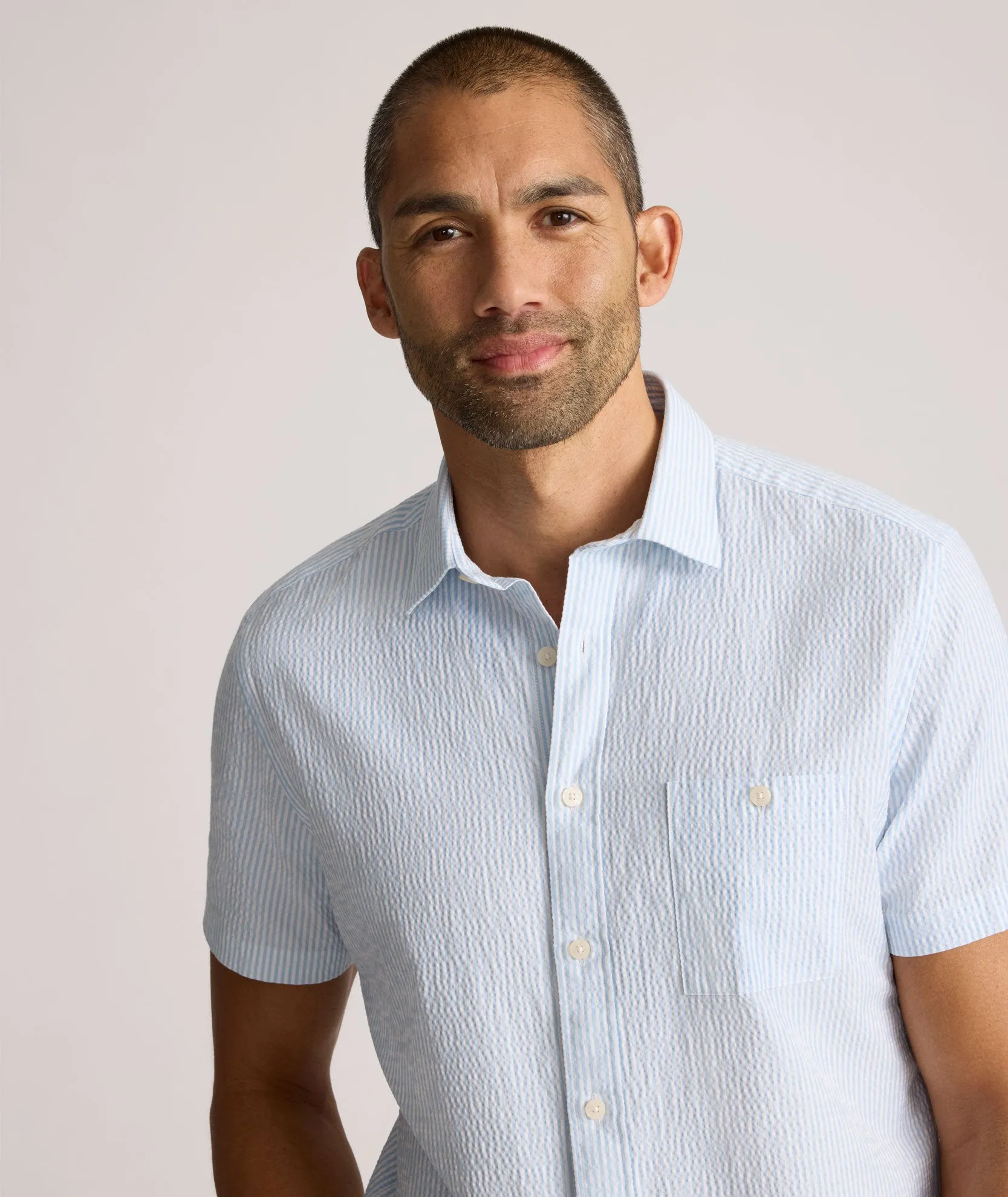 Performance Short-Sleeve Seersucker Shirt Bold Cool