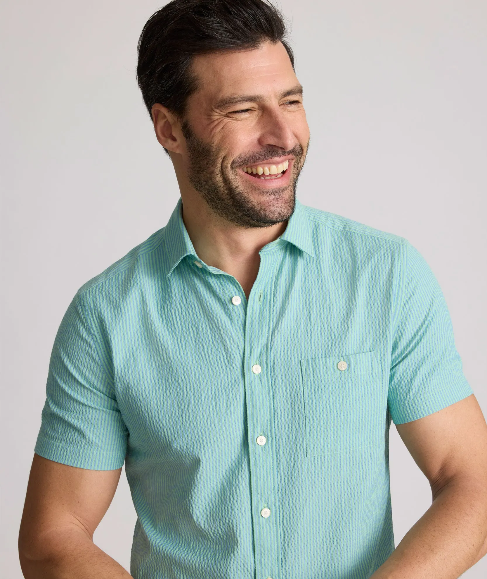 Performance Short-Sleeve Seersucker Shirt Active Ease