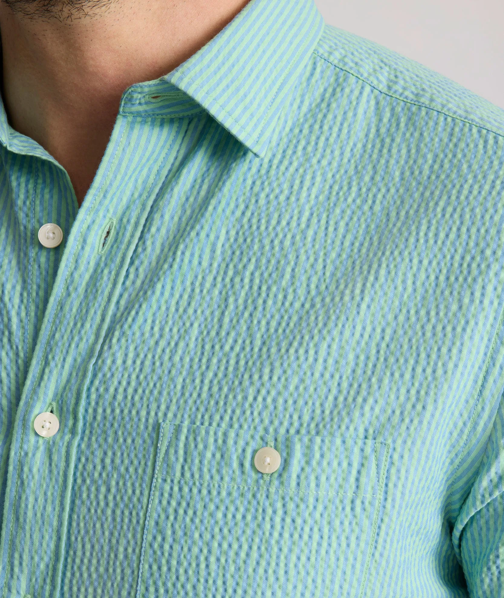 Performance Short-Sleeve Seersucker Shirt Sunrise Style