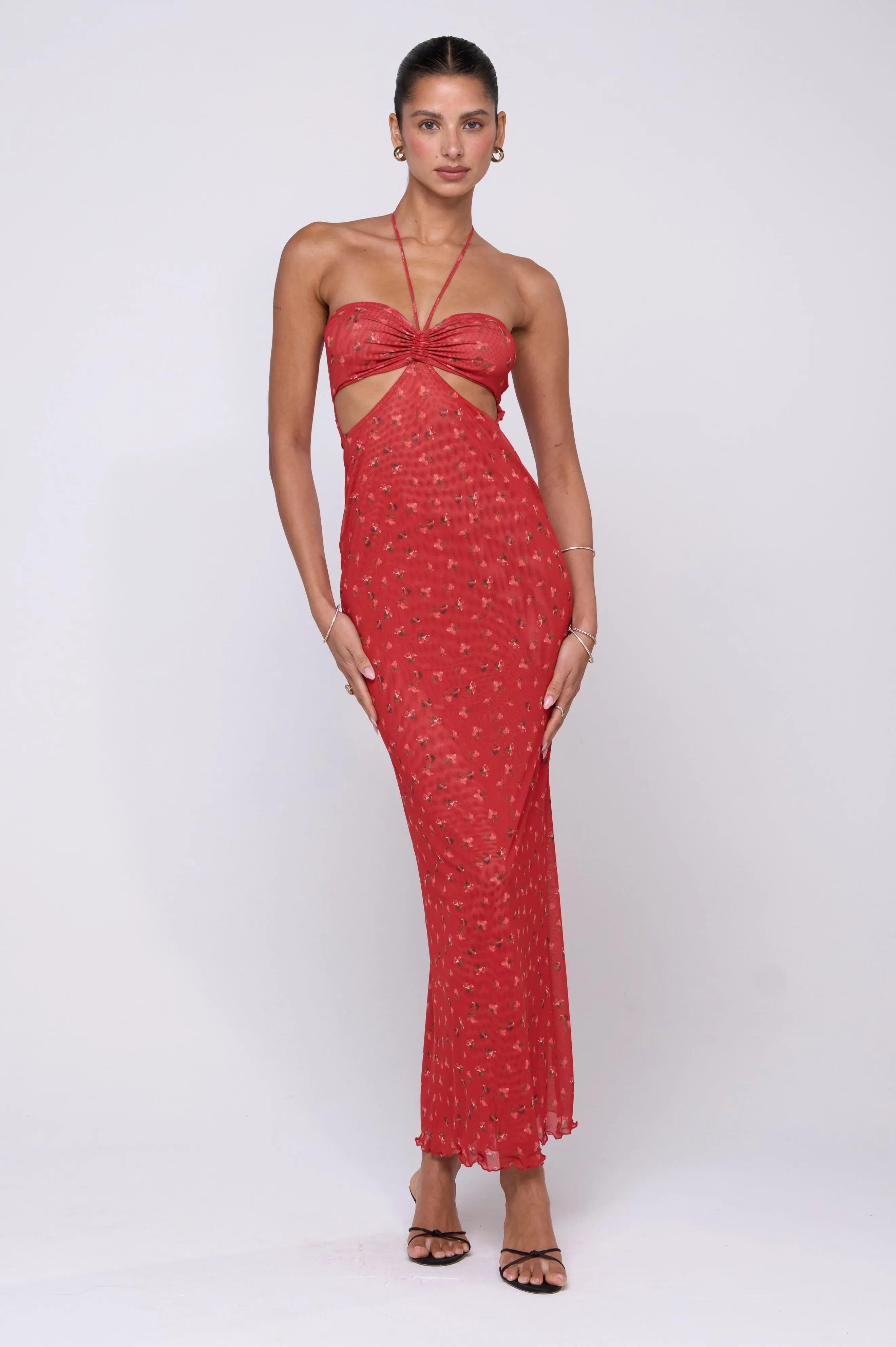 Phoebe Dress in Cayenne sand proof