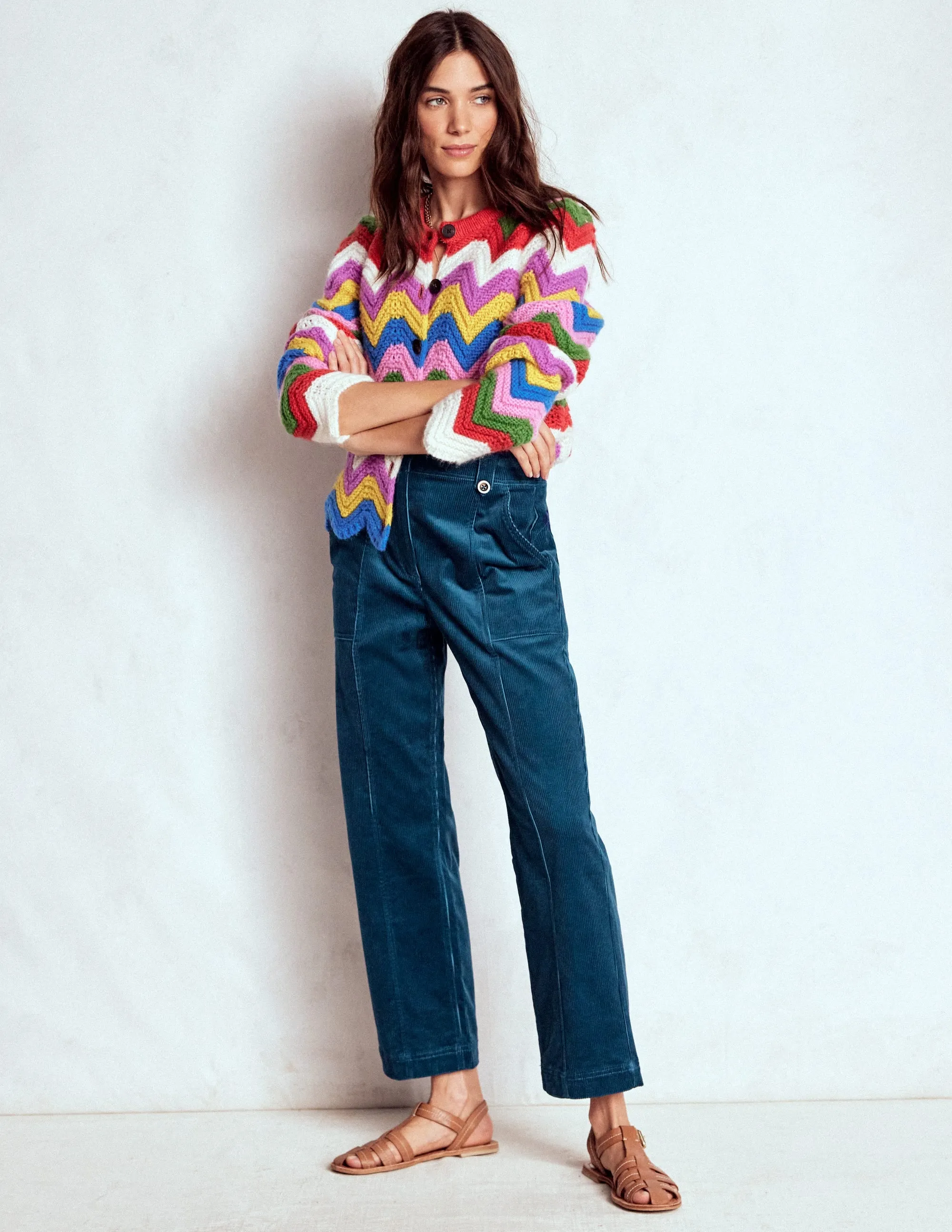 Pimlico Cord Trousers-Indigo Blue reflective strips
