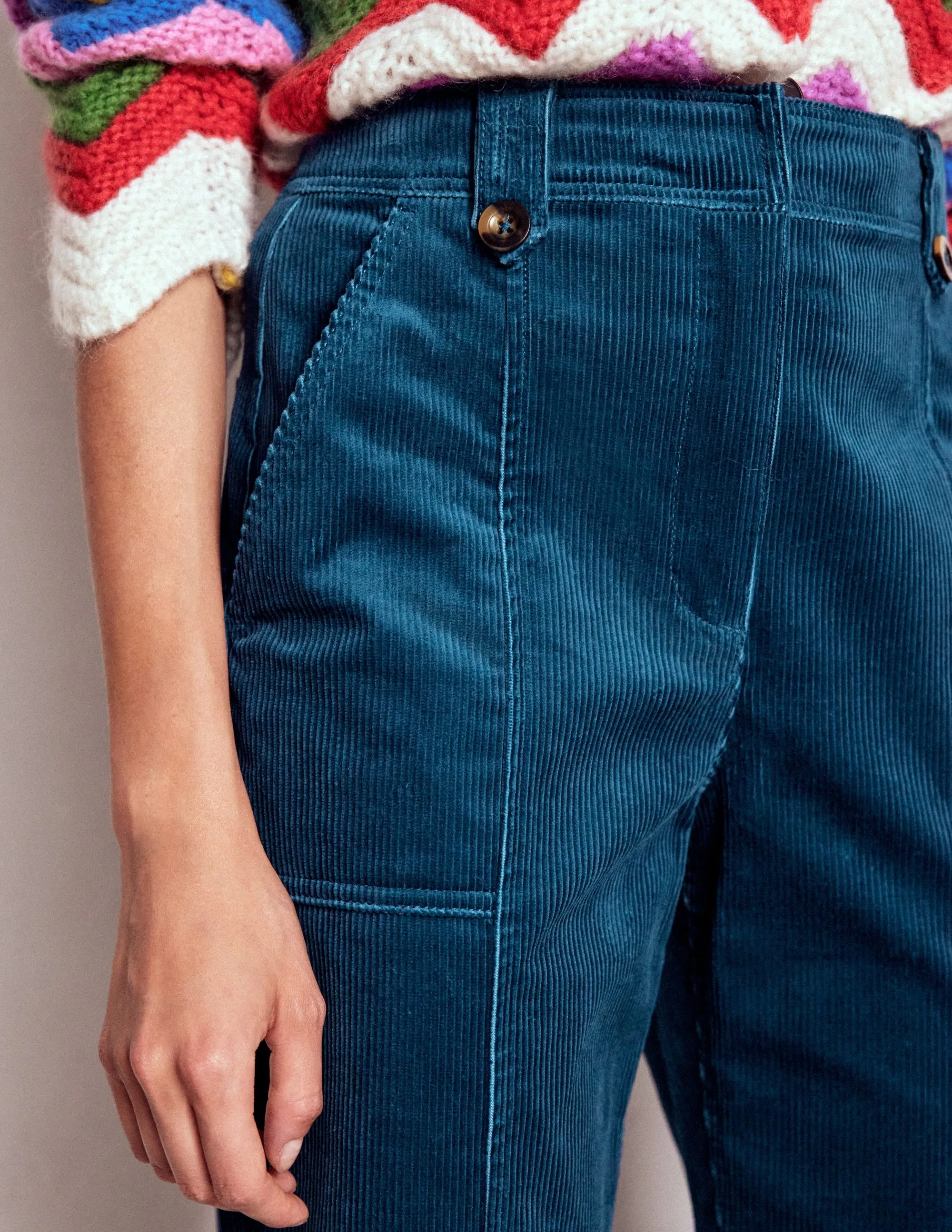 Pimlico Cord Trousers-Indigo Blue athletic look