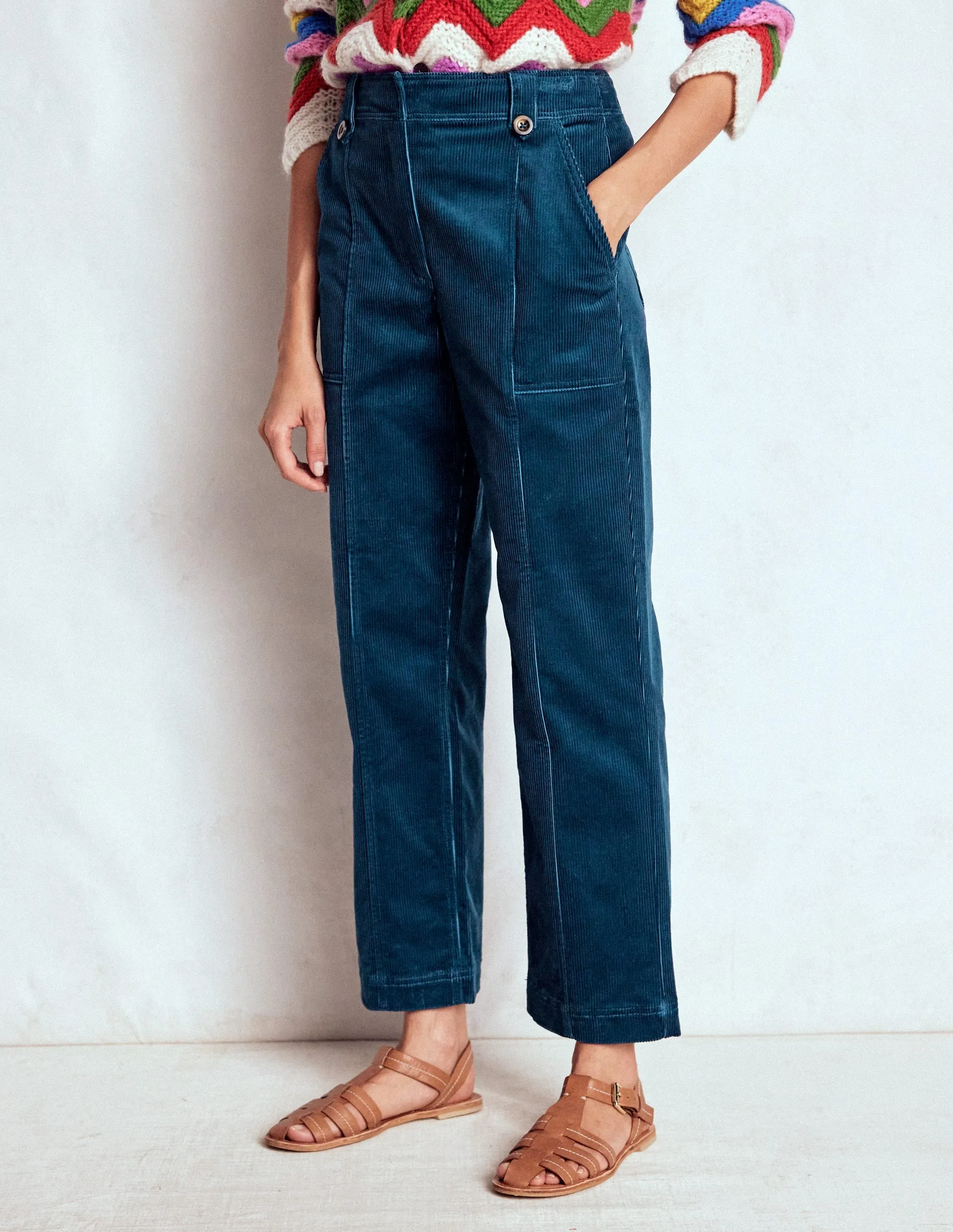 Pimlico Cord Trousers-Indigo Blue formal look