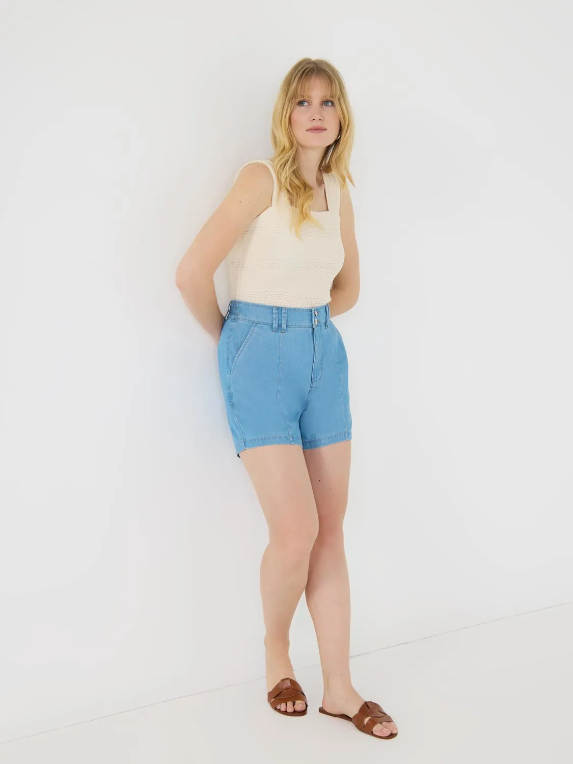 Pintuck Denim Shorts multi color
