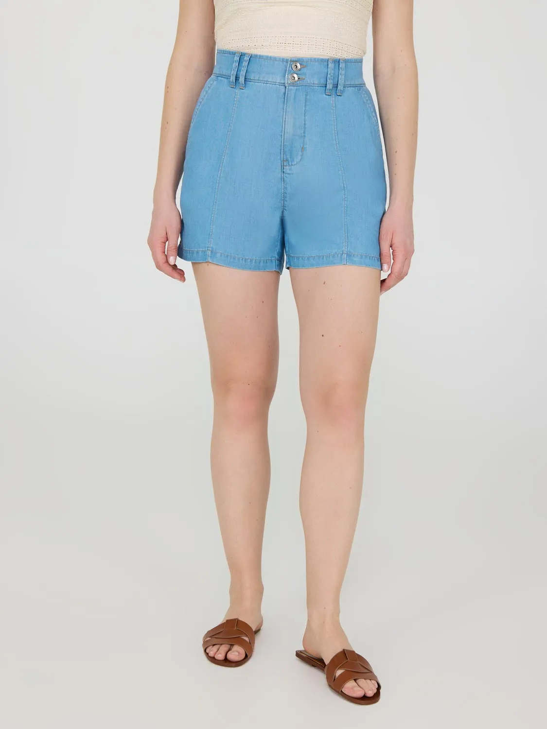 Pintuck Denim Shorts elegant vibe