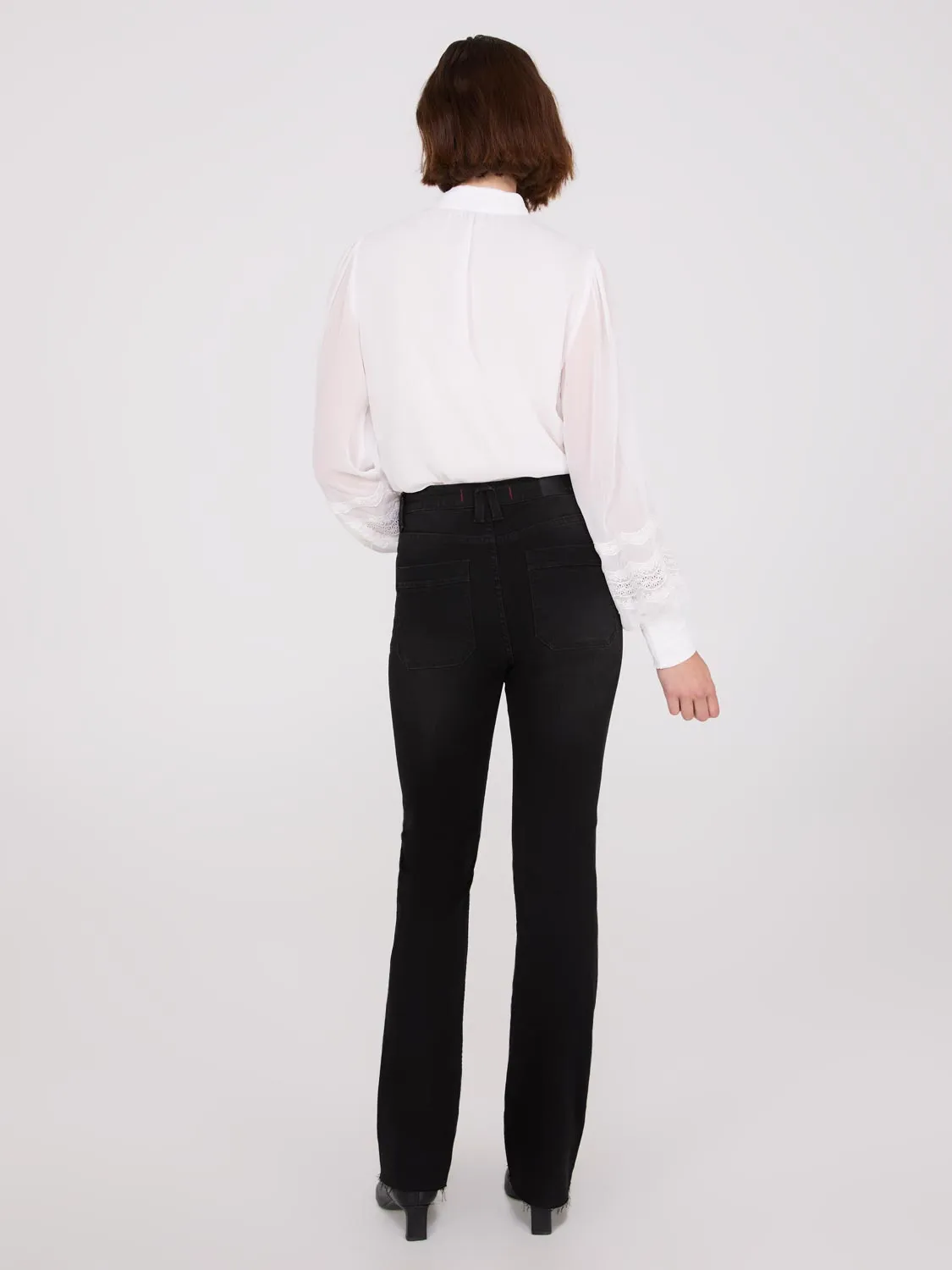 Pintuck Front Bootcut Jeans street trendy
