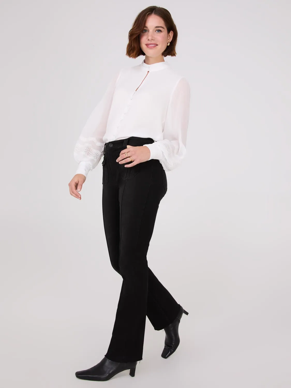 Pintuck Front Bootcut Jeans urban fashion