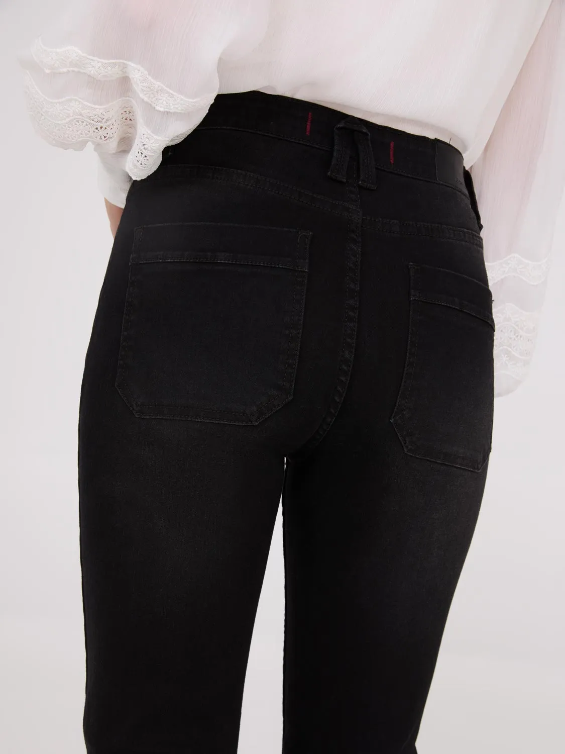 Pintuck Front Bootcut Jeans multi design