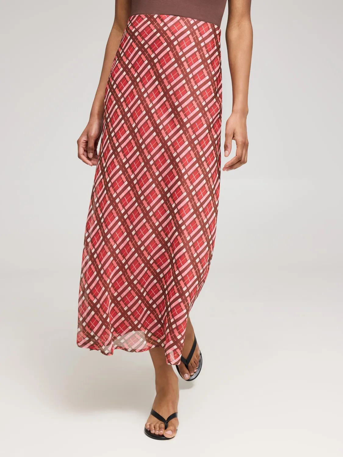 Plaid Chiffon Skirt light flow
