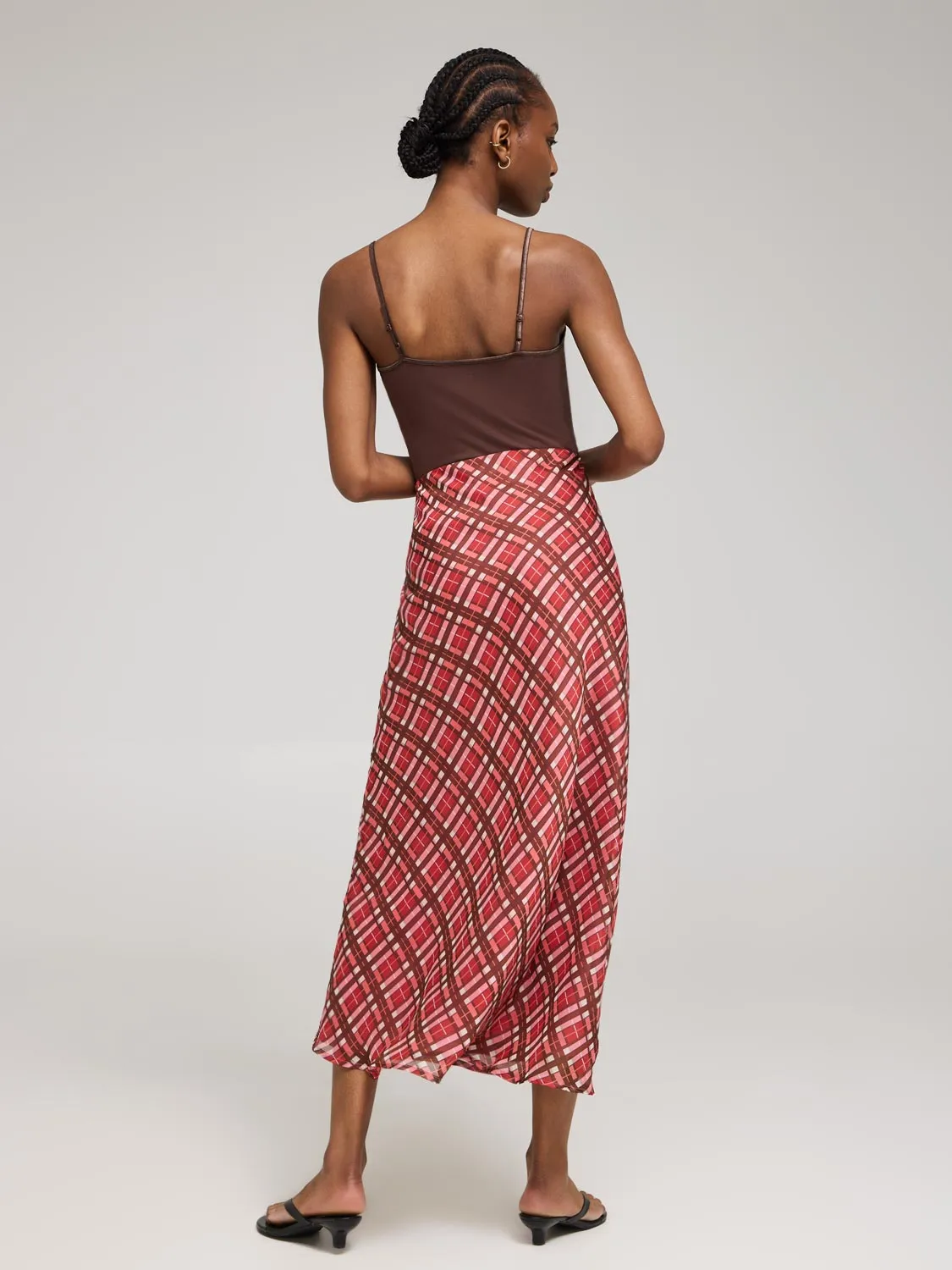 Plaid Chiffon Skirt simple design