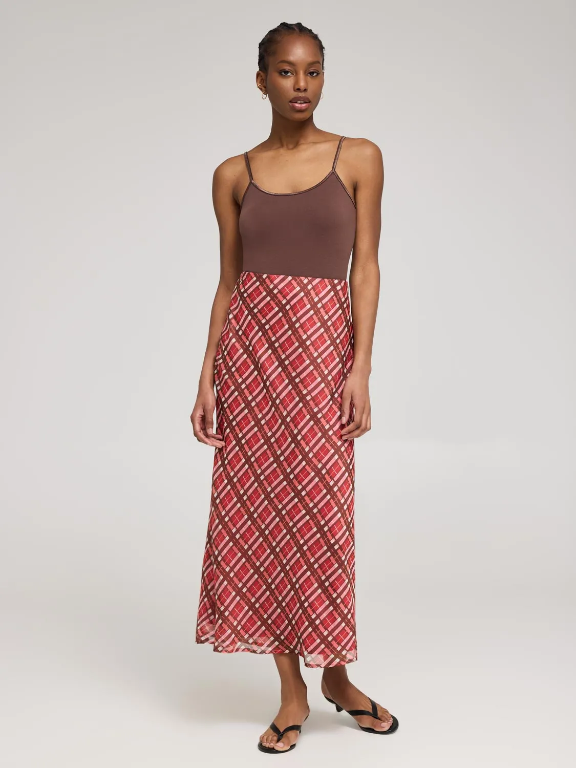 Plaid Chiffon Skirt fine texture