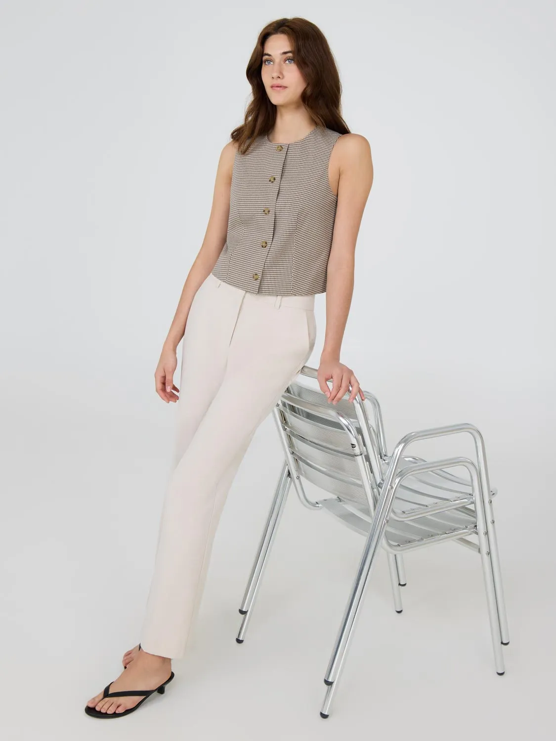 Plaid Sleeveless Button-Front Vest smart vibe
