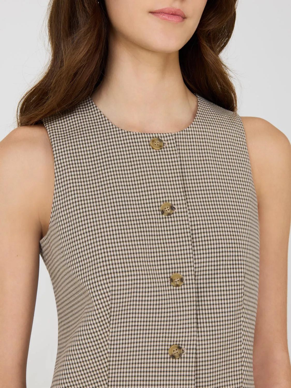 Plaid Sleeveless Button-Front Vest chill vibe