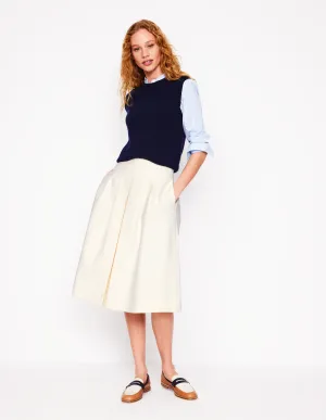 Pleat Detail Midi Skirt-Ivory bold vibe
