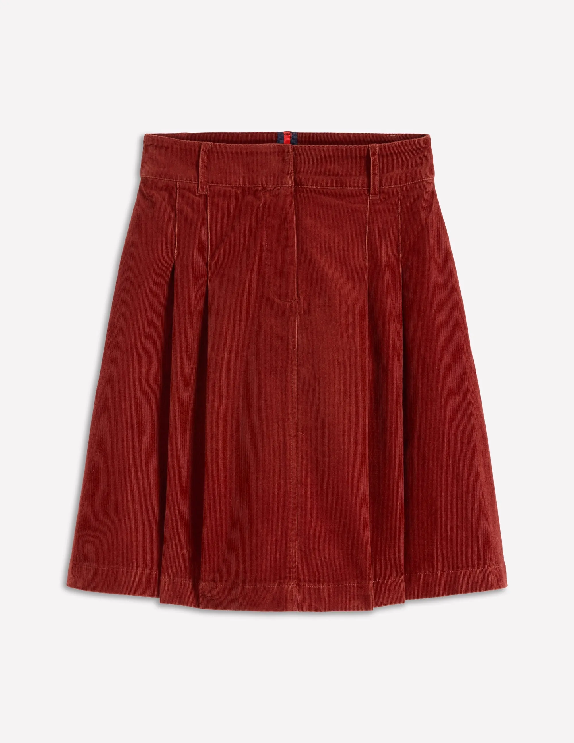 Pleated Cord Skirt-Fired Brick timeless style
