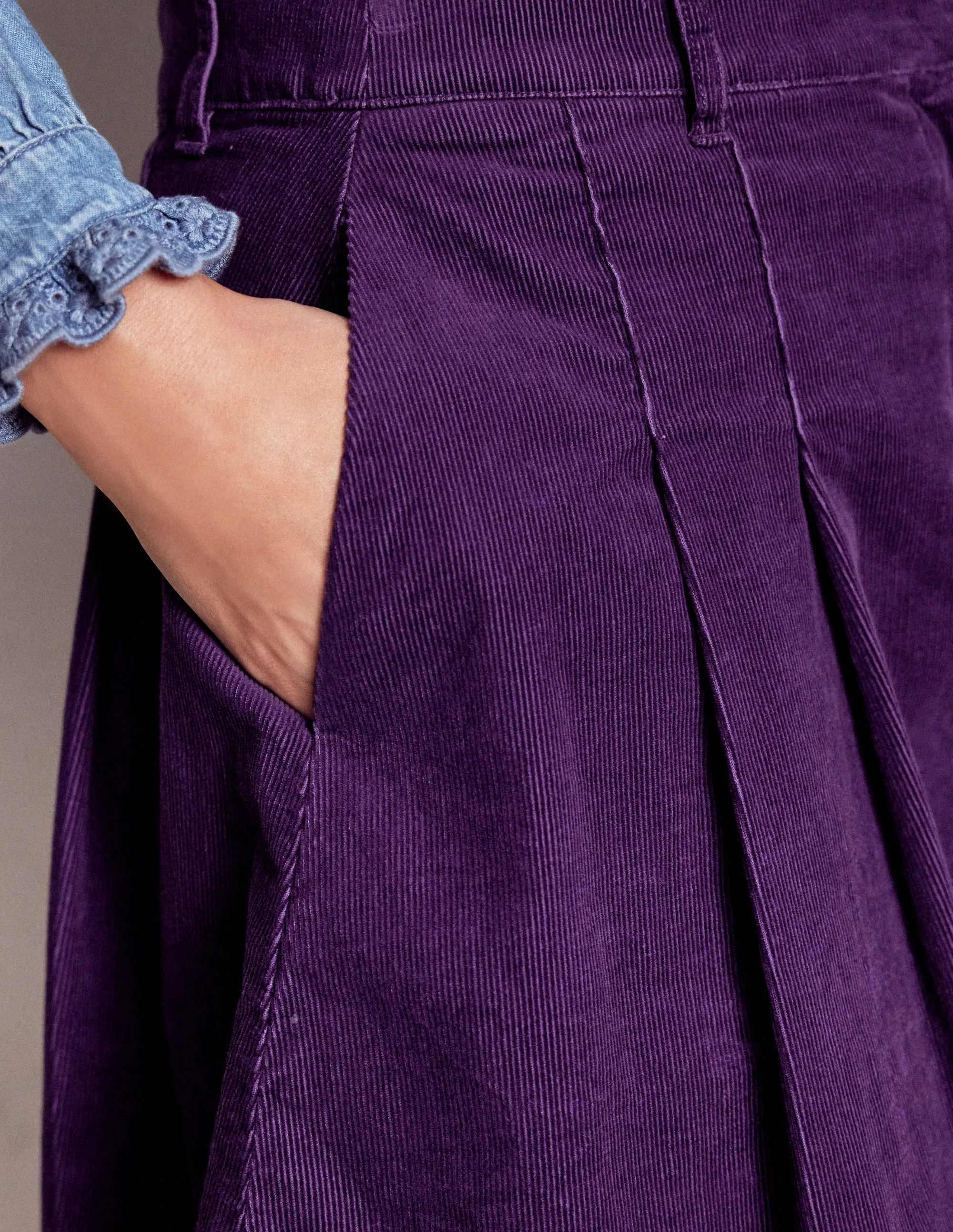 Pleated Cord Skirt-Mystical Purple urban style