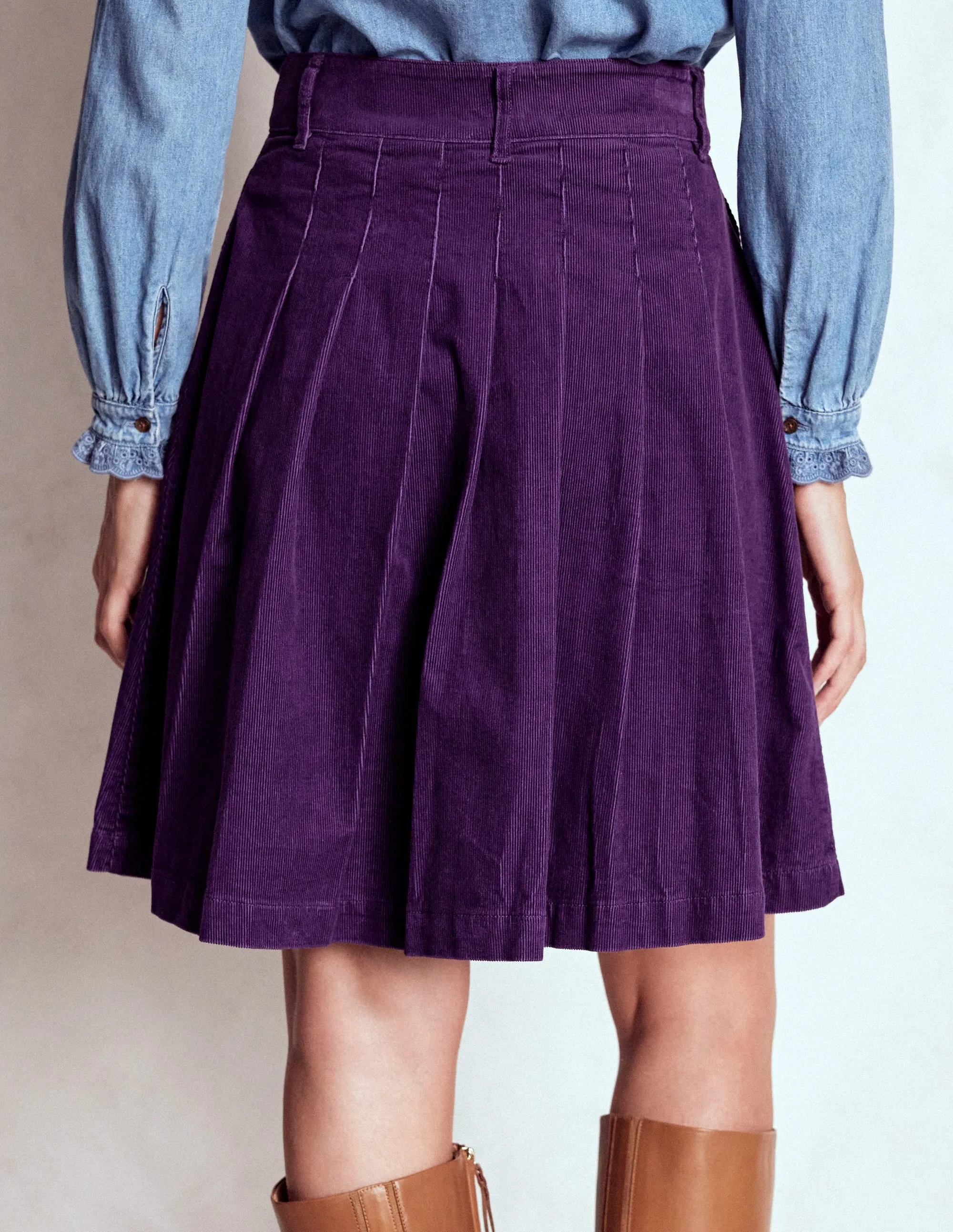 Pleated Cord Skirt-Mystical Purple soft vibe