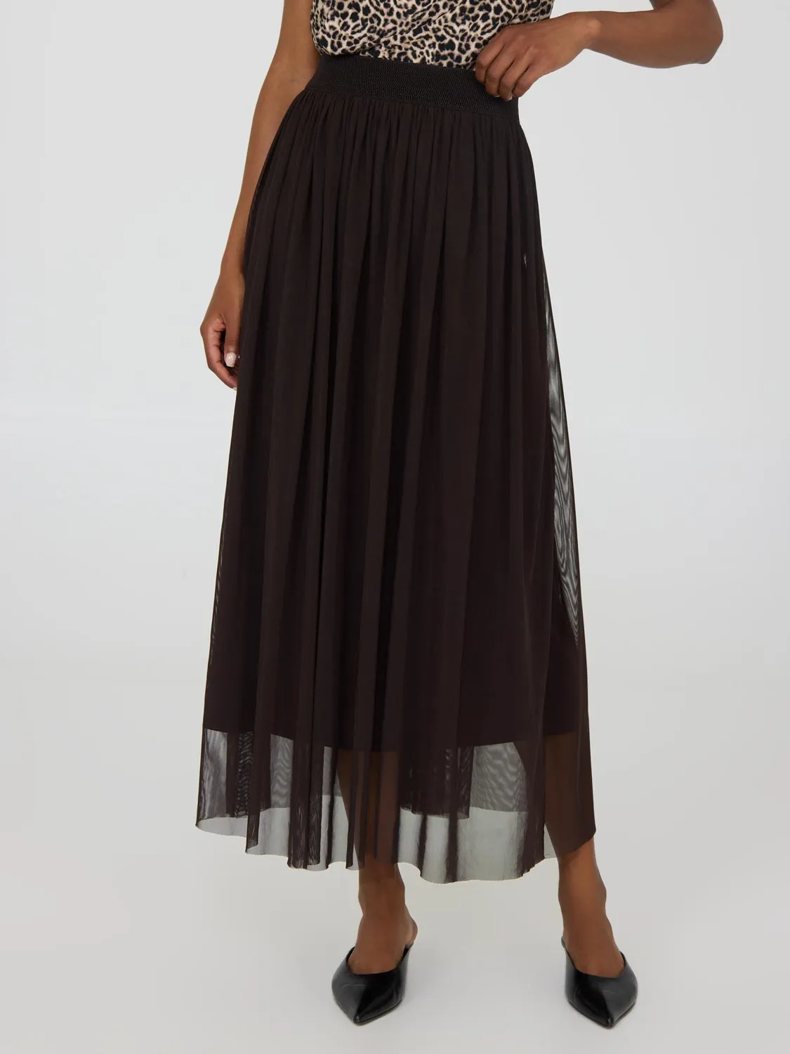 Pleated Mesh Skirt layered design