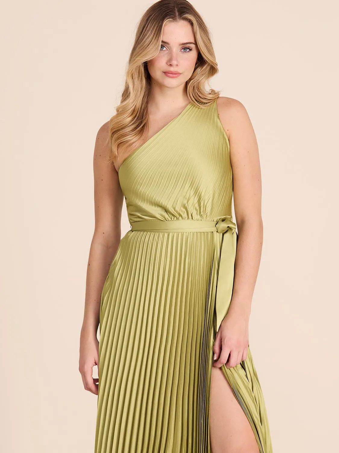 Pleated One-Shoulder Satin Gown autumn collection