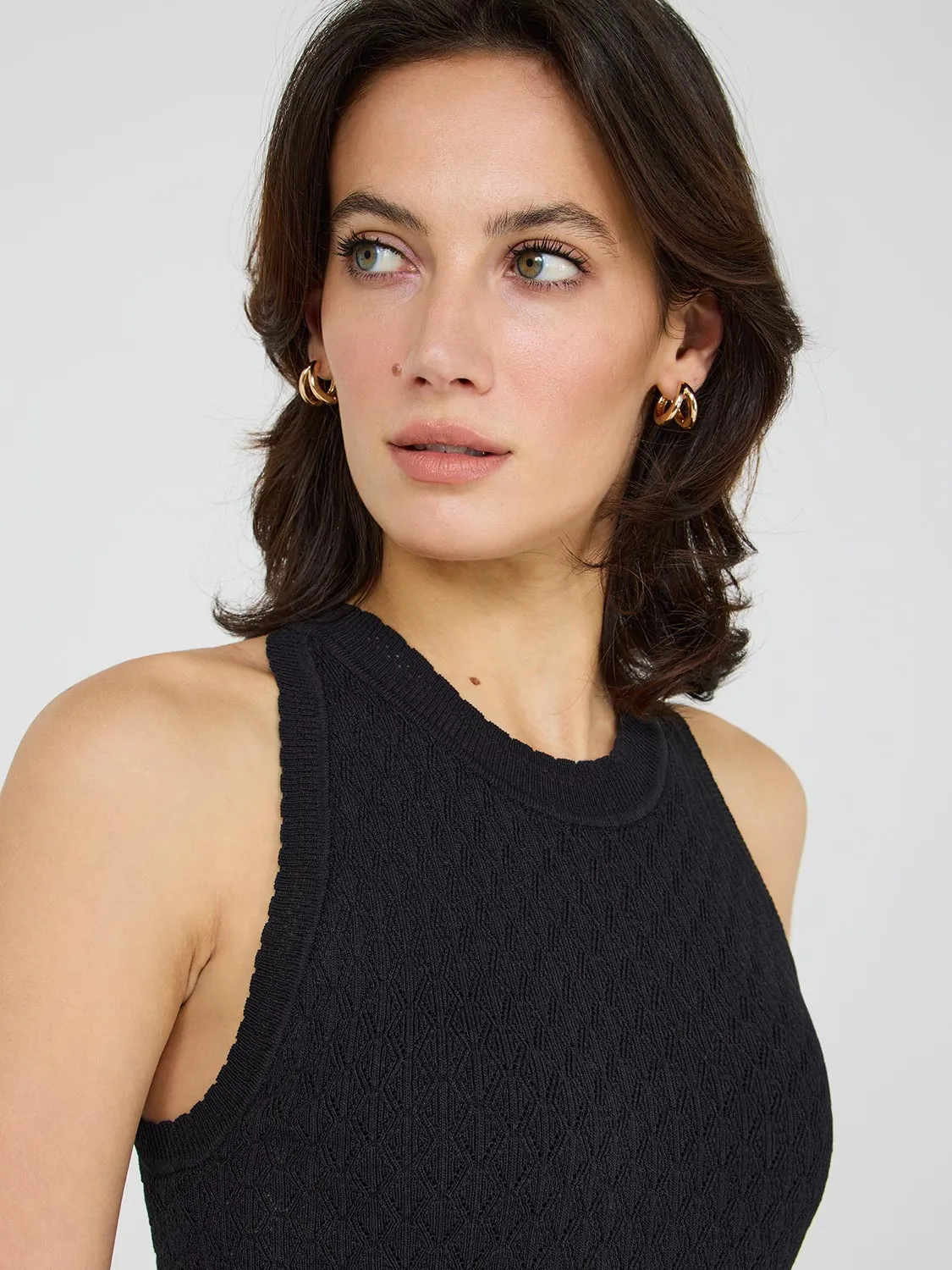 Pointelle Knit Tank Top timeless cut