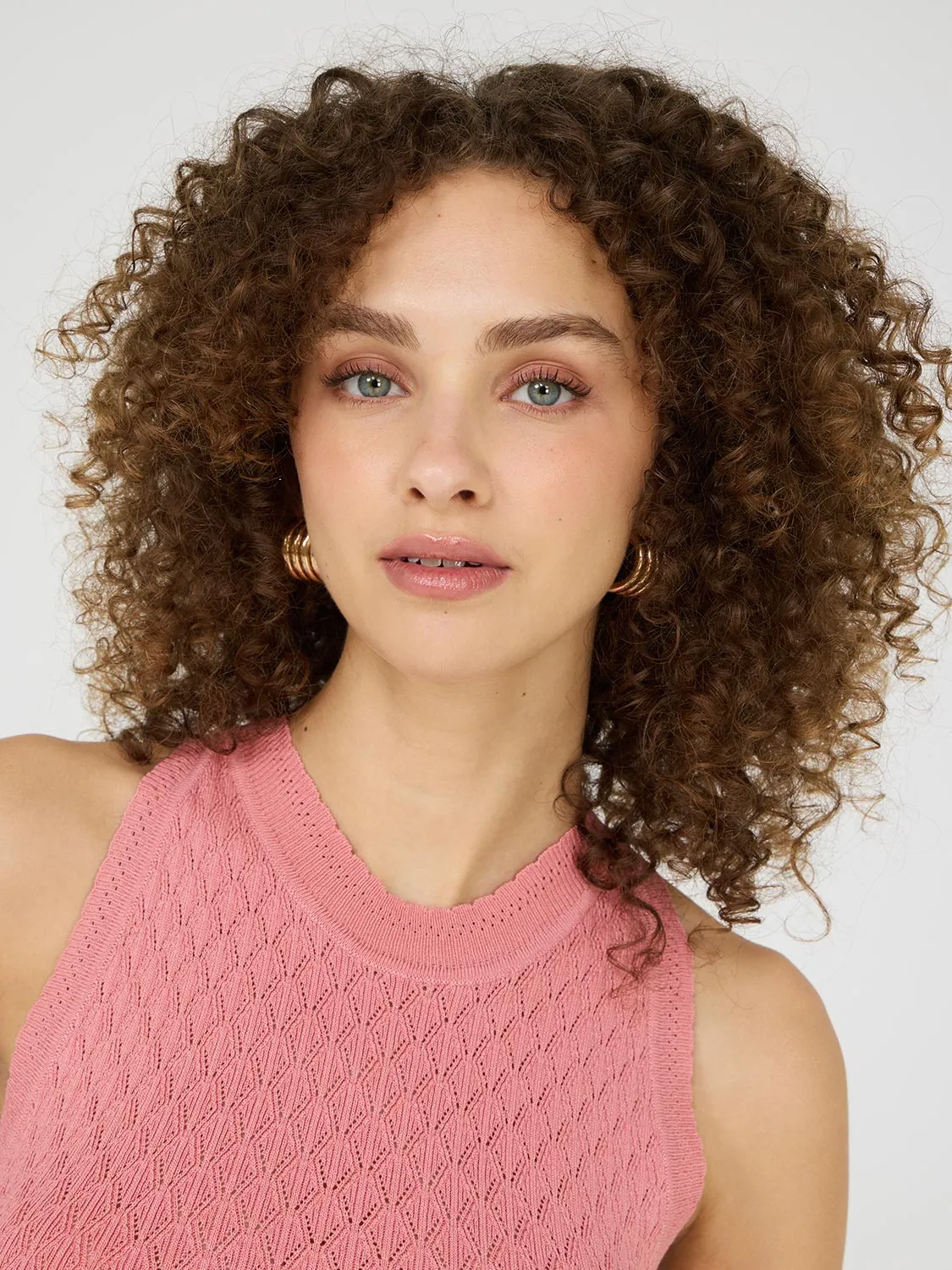Pointelle Knit Tank Top smooth finish
